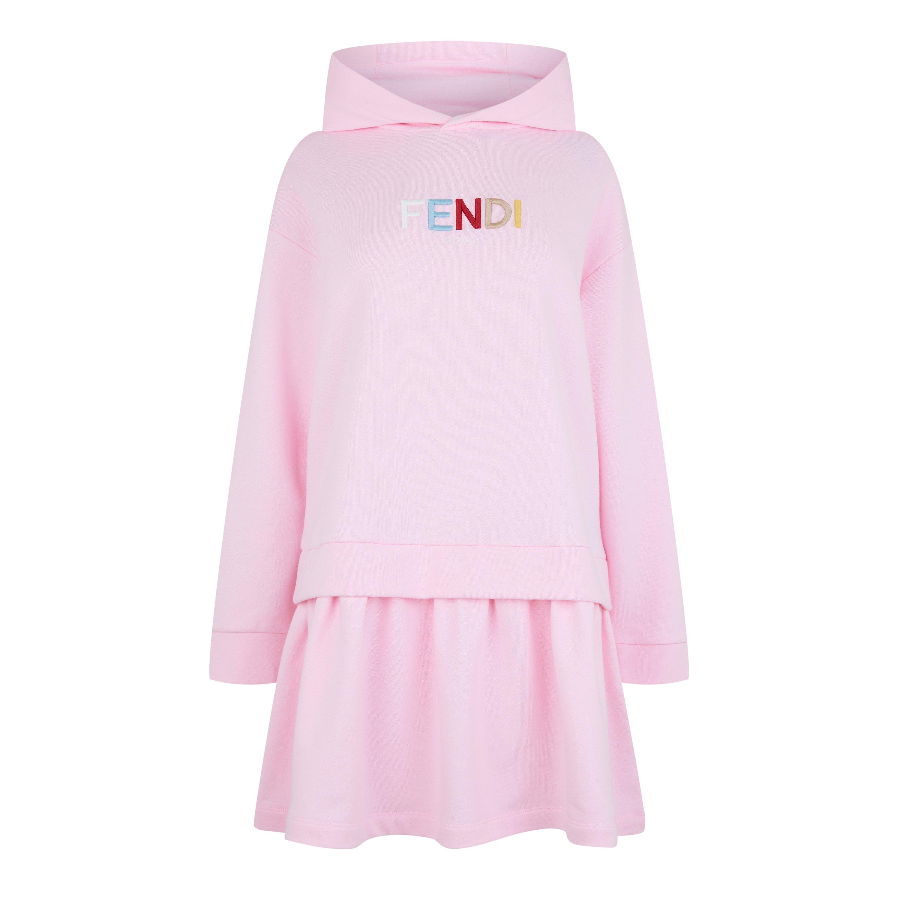 Fendi Logo Hooded Dress Juniors - Pink F0QE5 - Size 14Y