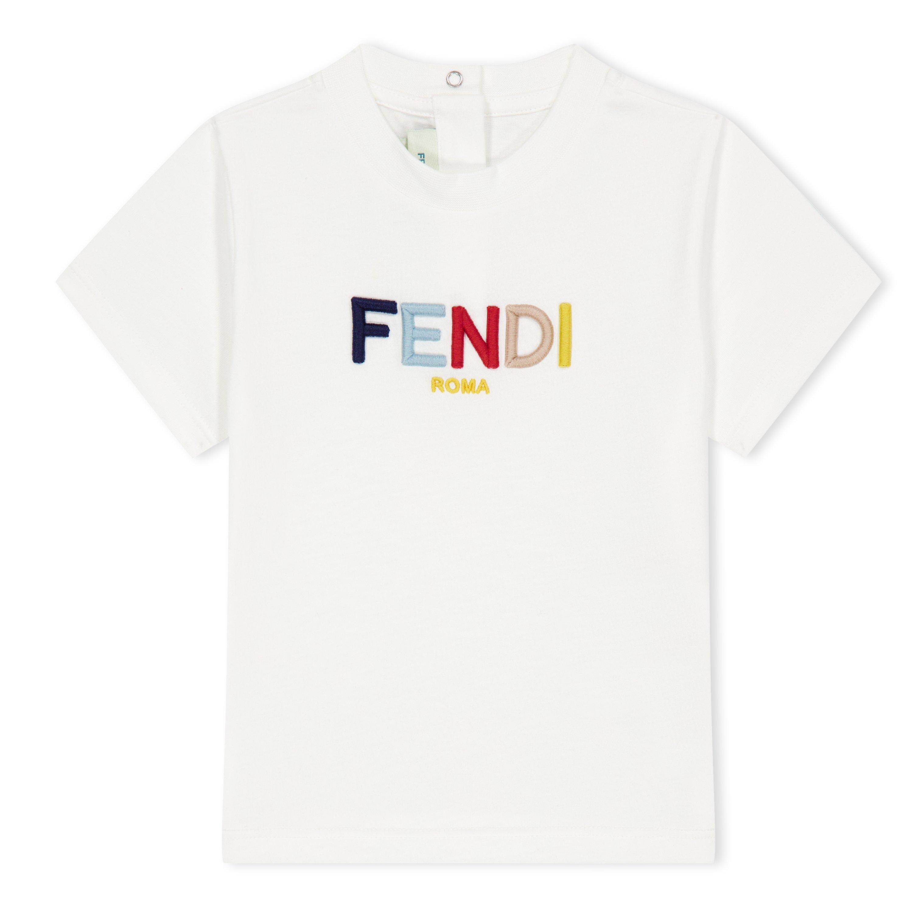 White F0TU9 - Fendi - Fendi Logo T-Shirt Babies - 1