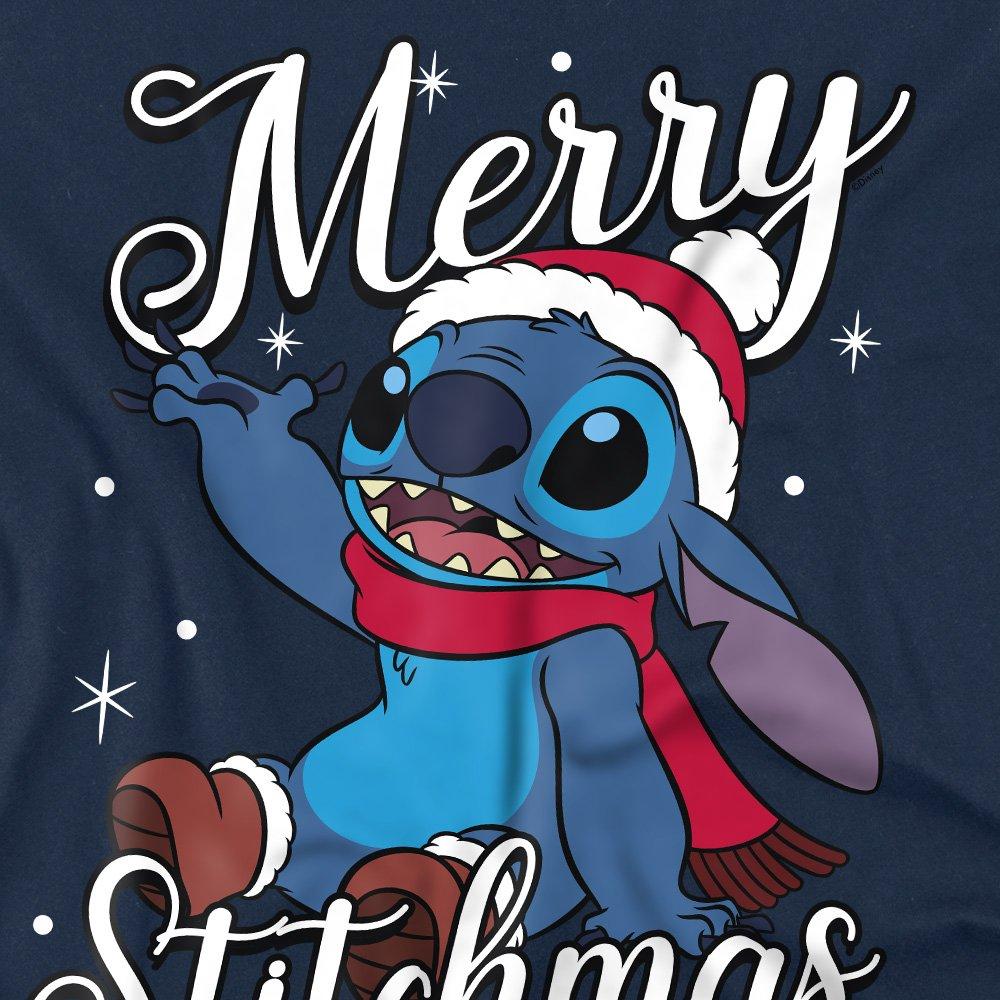 Navy - Disney - Lilo & Stitch Merry Stitchmas Santa Hat Mens T-Shi - 2