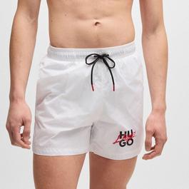 Hugo Stacked Logo Fully Lined Swim Shorts