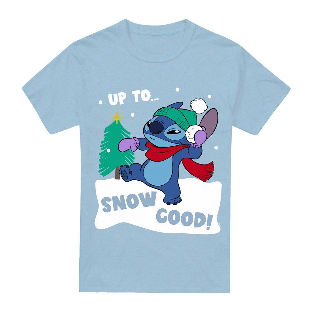 Light Blue - Disney - Lilo & Stitch Up To Snow Good At Christmas Mens T- - 4