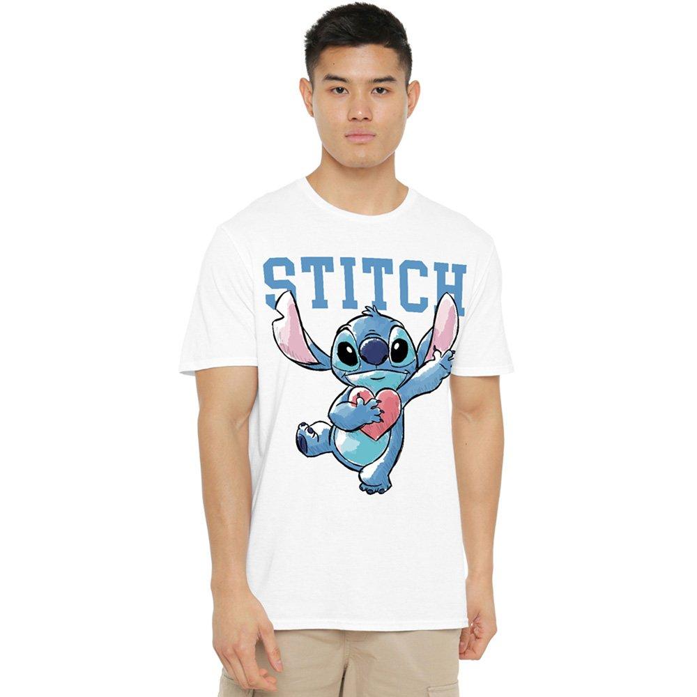 Disney Men's Lilo & Stitch Clutching Hearts T-Shirt White - XXL
