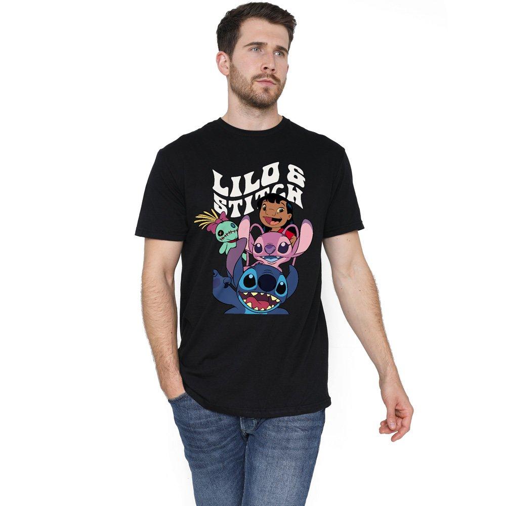 Black - Disney - Lilo & Stitch Character Montage Mens T-Shirt Black - 1