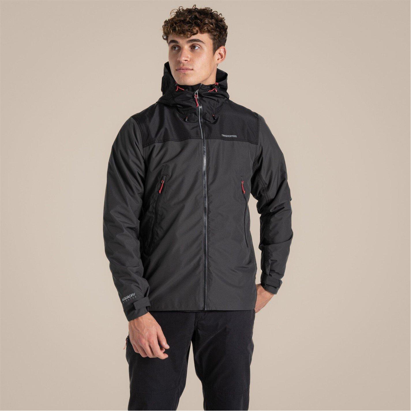 Black/Mosgrn - Craghoppers - Men's Vanth AquaDry Wind Resistant Long Sleeve Waterproof Jacket - 13