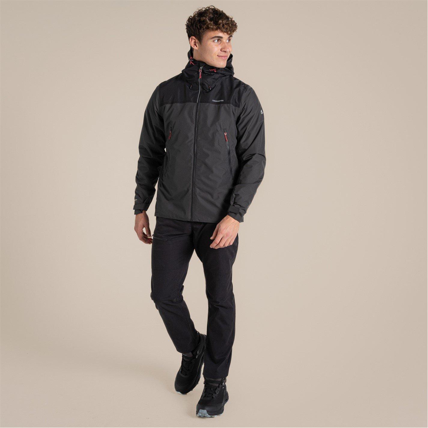 Black/Mosgrn - Craghoppers - Men's Vanth AquaDry Wind Resistant Long Sleeve Waterproof Jacket - 4