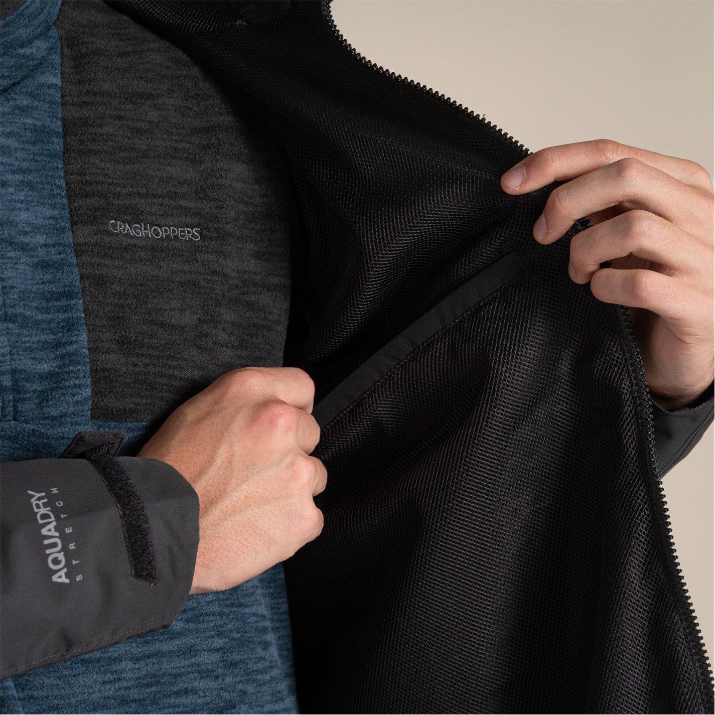 Black/Mosgrn - Craghoppers - Men's Vanth AquaDry Wind Resistant Long Sleeve Waterproof Jacket - 5