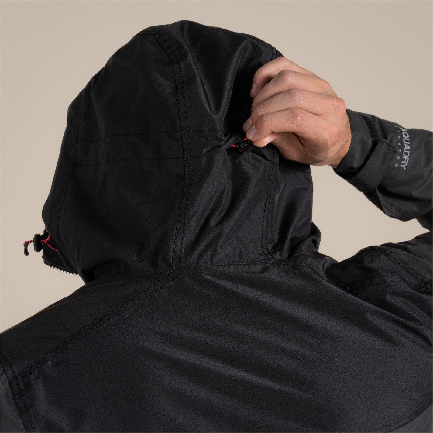 Black/Mosgrn - Craghoppers - Men's Vanth AquaDry Wind Resistant Long Sleeve Waterproof Jacket - 8