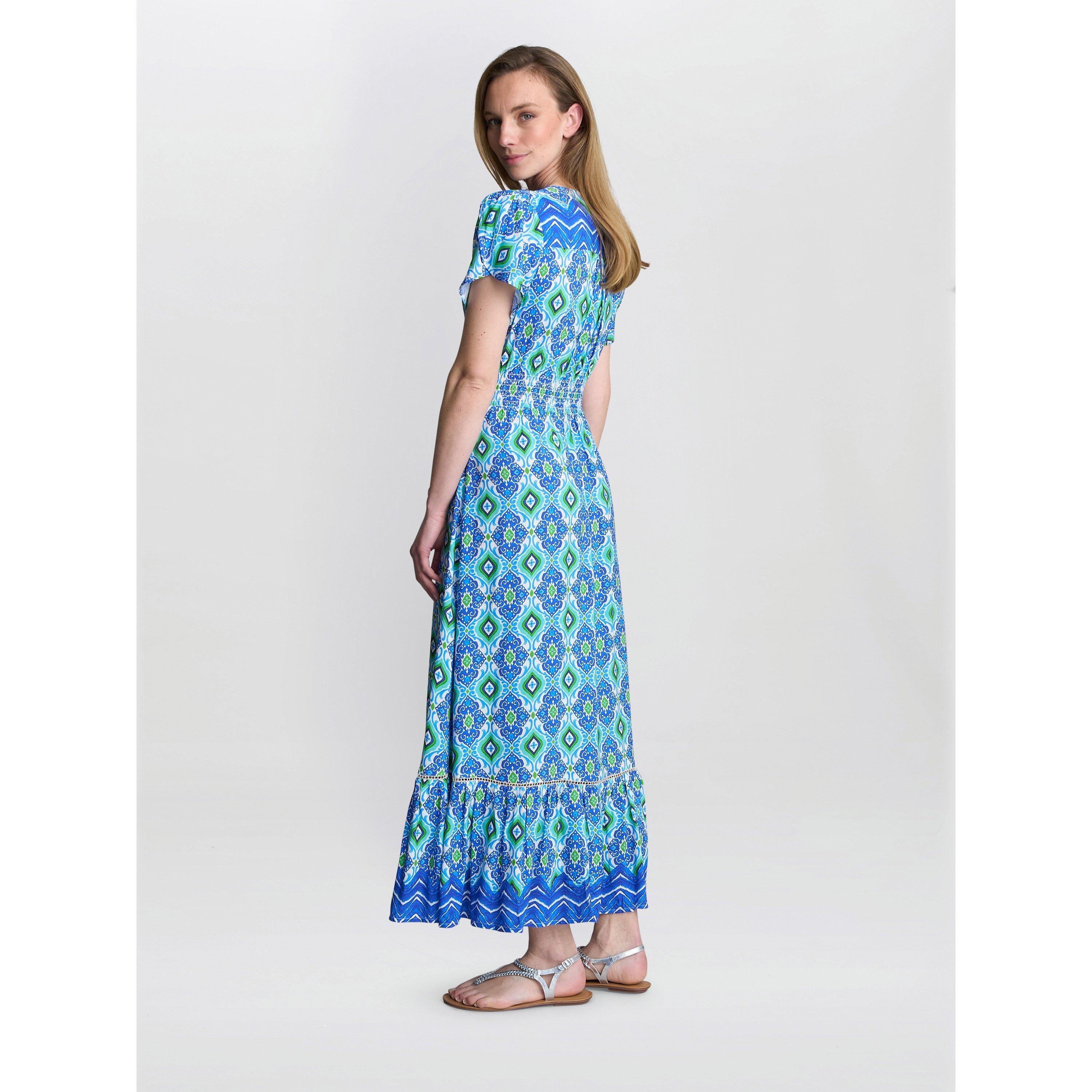 Blue / Green - Gina Bacconi - Gabi Button Down Dress - 2