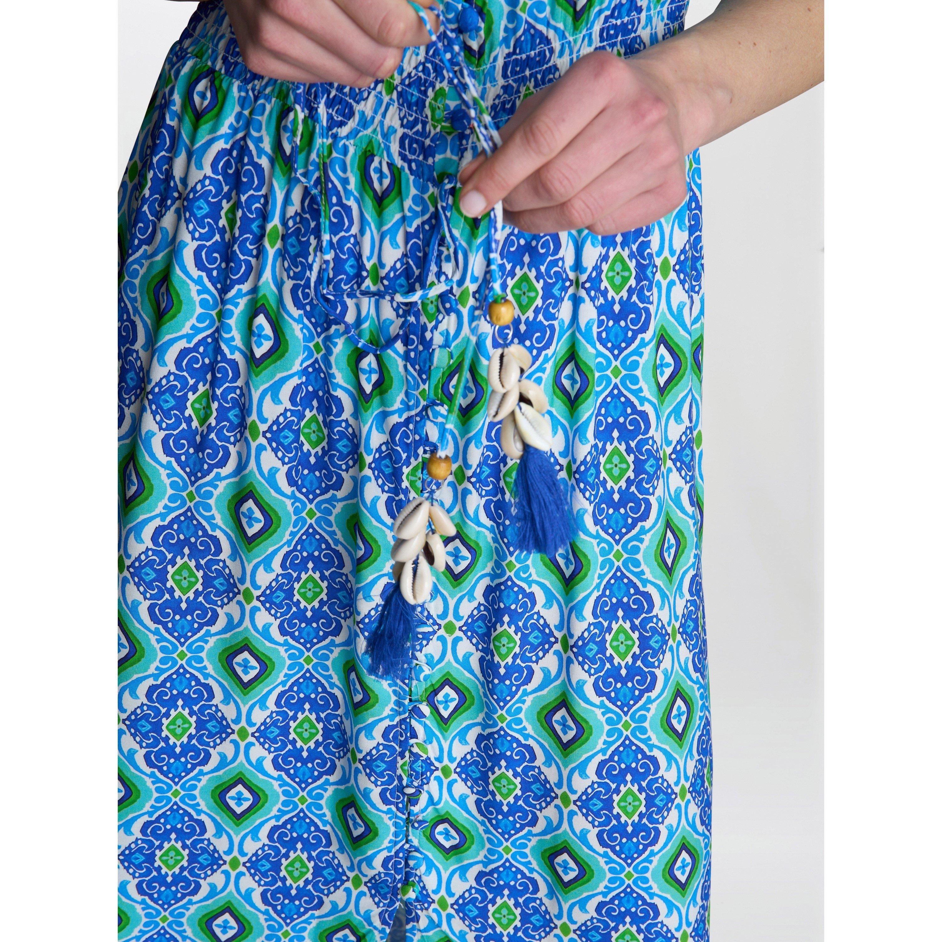 Blue / Green - Gina Bacconi - Gabi Button Down Dress - 5