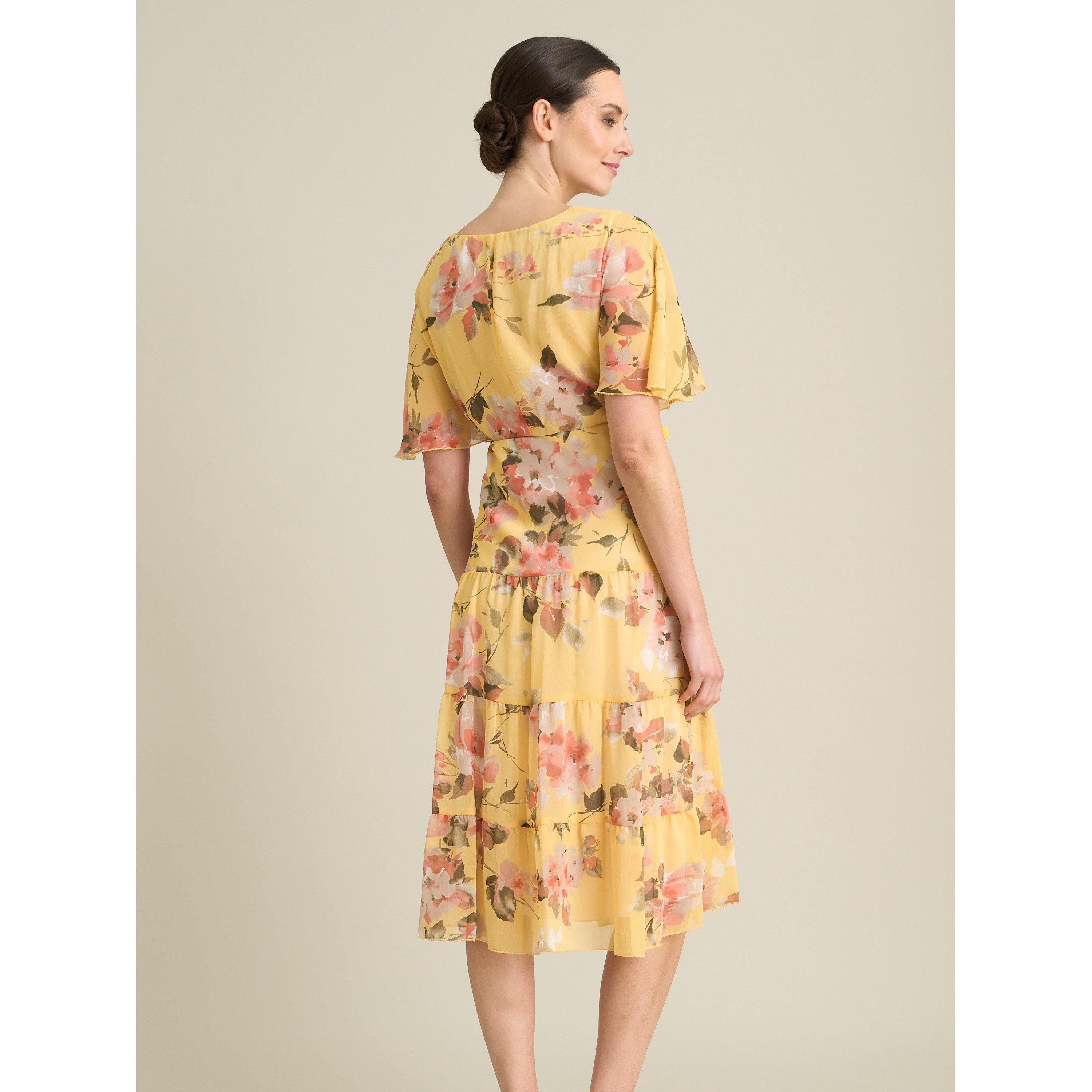 Yellow - Gina Bacconi - Agatha Floral Chiffon Dress - 2