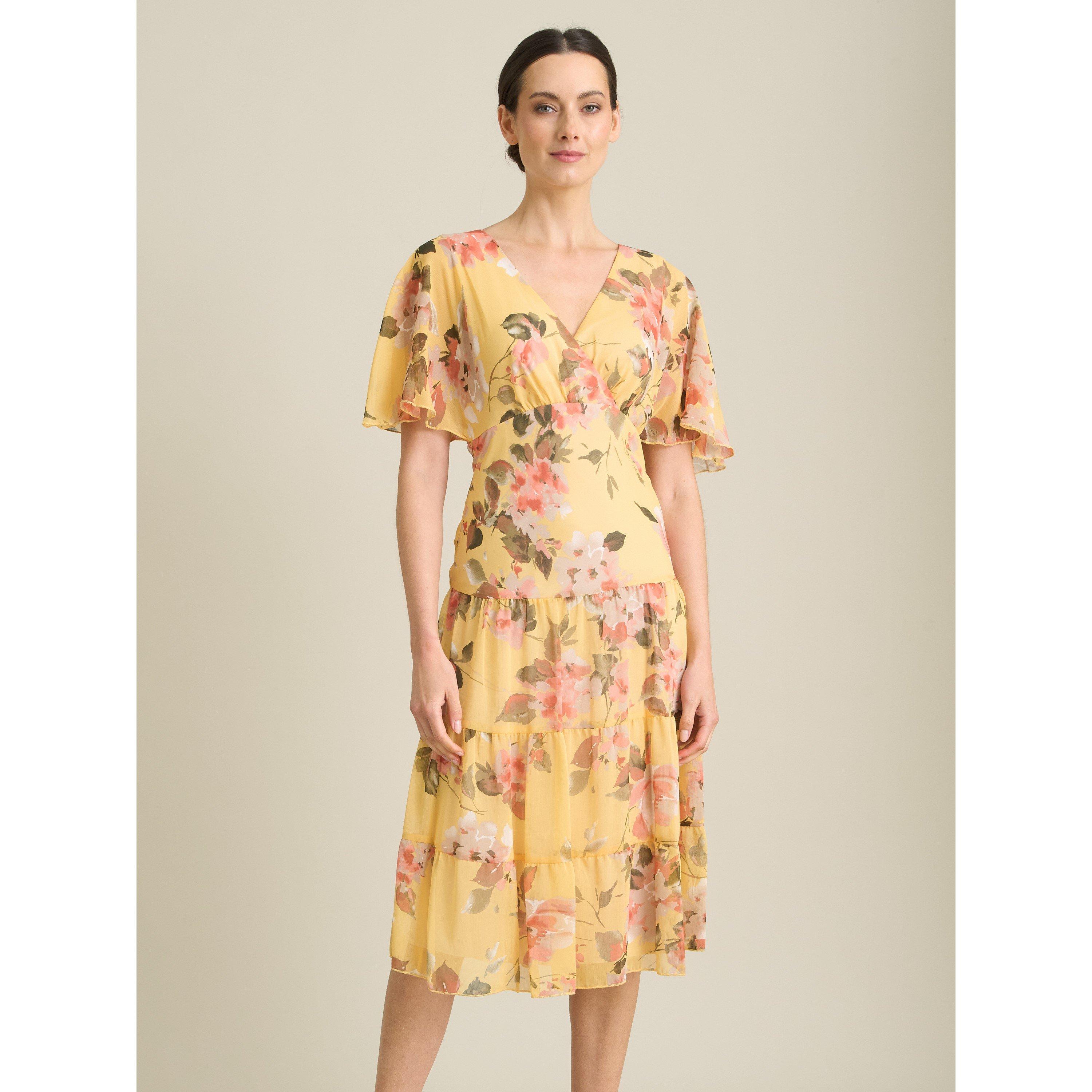 Yellow - Gina Bacconi - Agatha Floral Chiffon Dress - 3