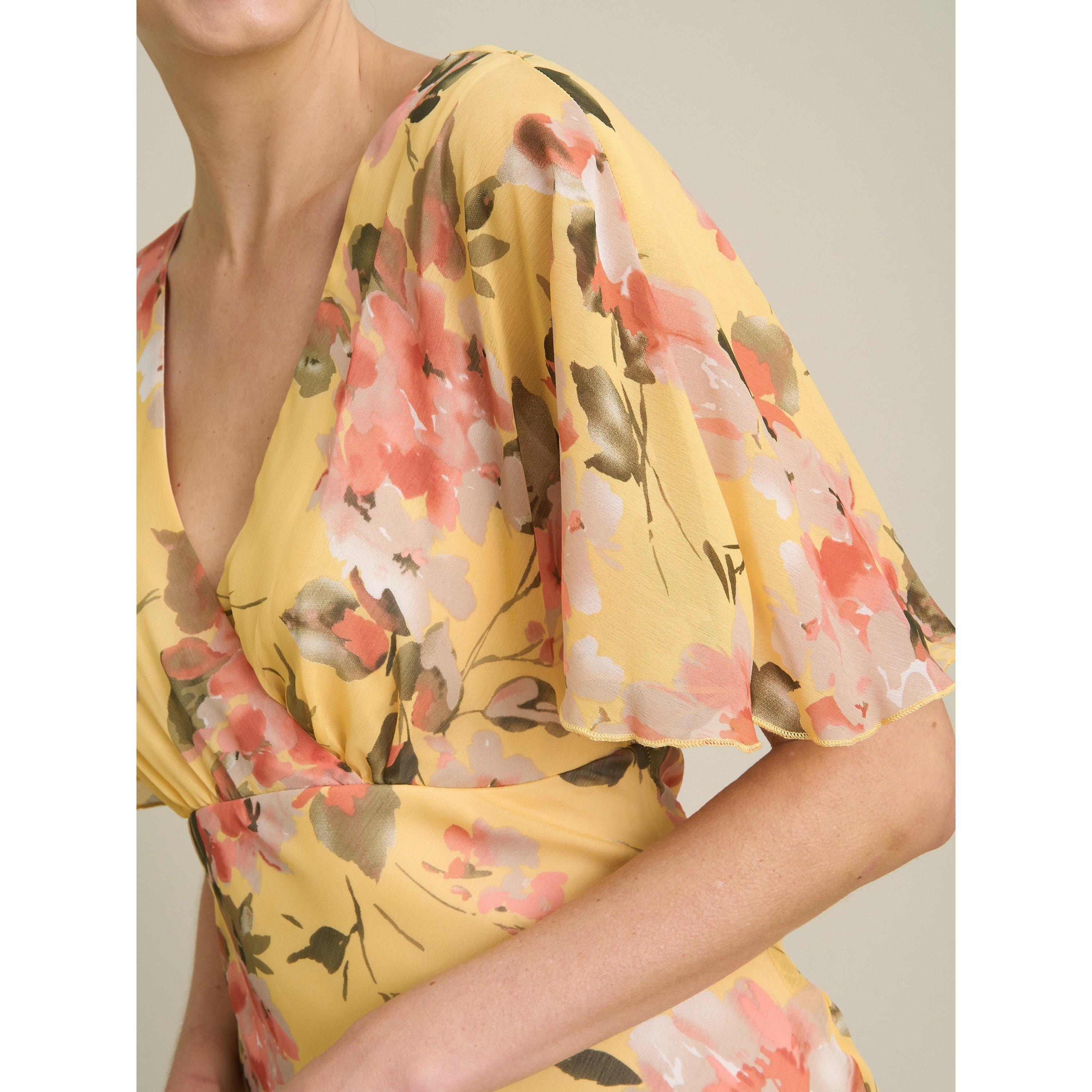 Yellow - Gina Bacconi - Agatha Floral Chiffon Dress - 5