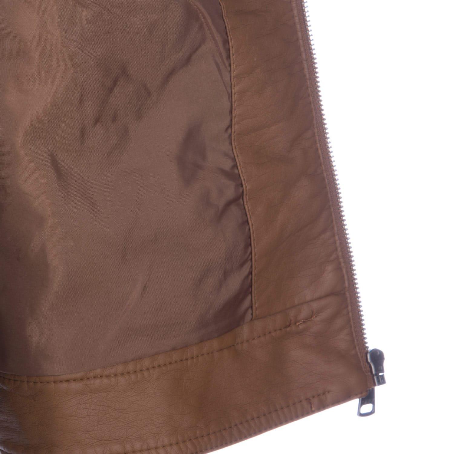 Cognac - Only - Bandit Faux Leather Biker Jacket - 6