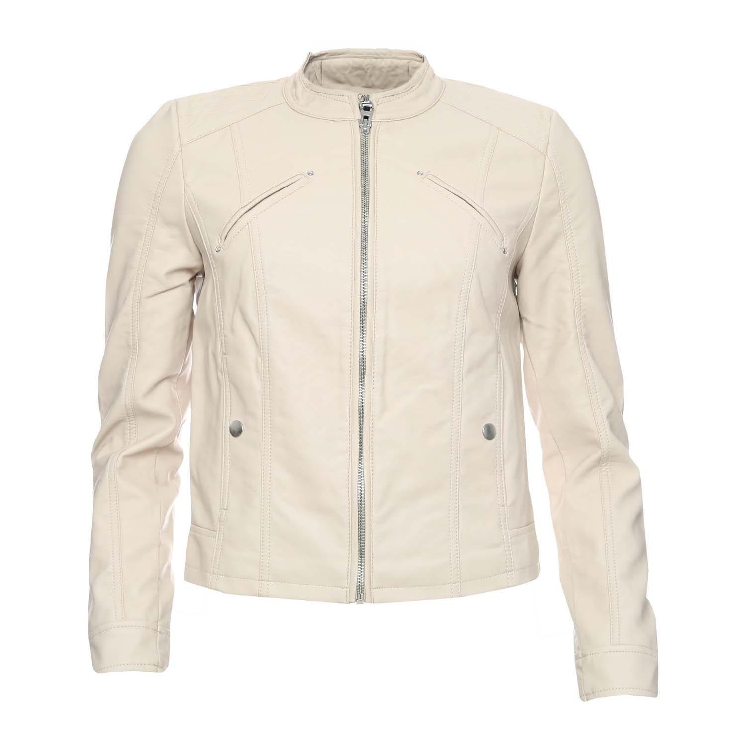 Oatmeal - Vero Moda - Favodona Faux Leather Jacket - 1