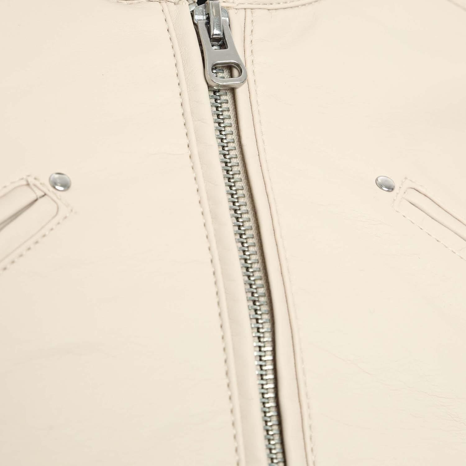 Oatmeal - Vero Moda - Favodona Faux Leather Jacket - 3