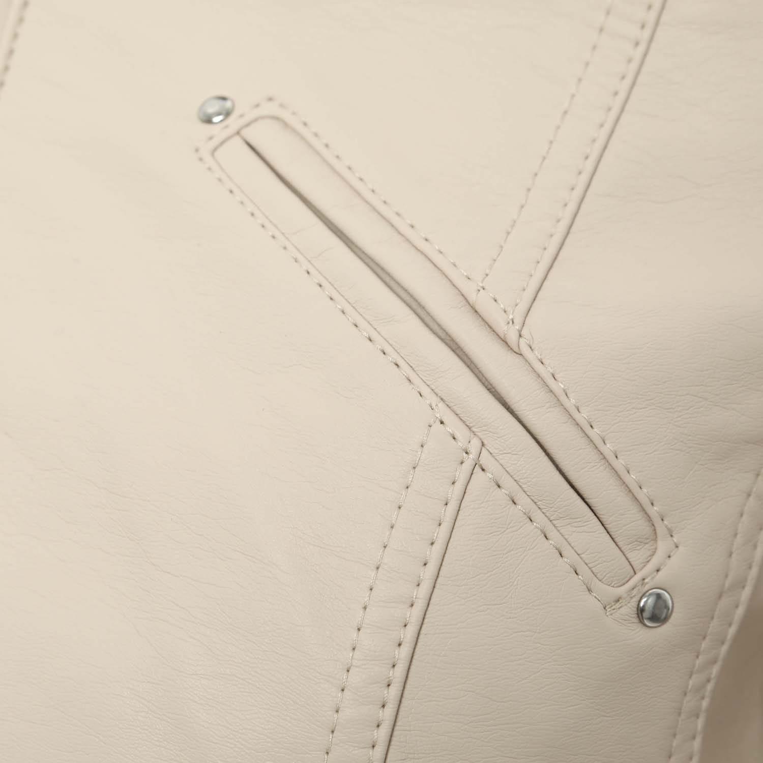 Oatmeal - Vero Moda - Favodona Faux Leather Jacket - 4