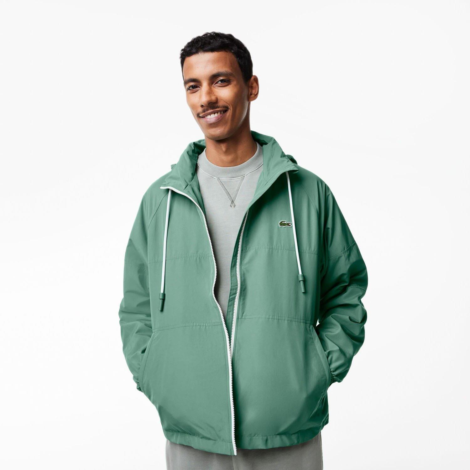 Green - Lacoste - Detachable Hood Water-Repellent Jacket - 1