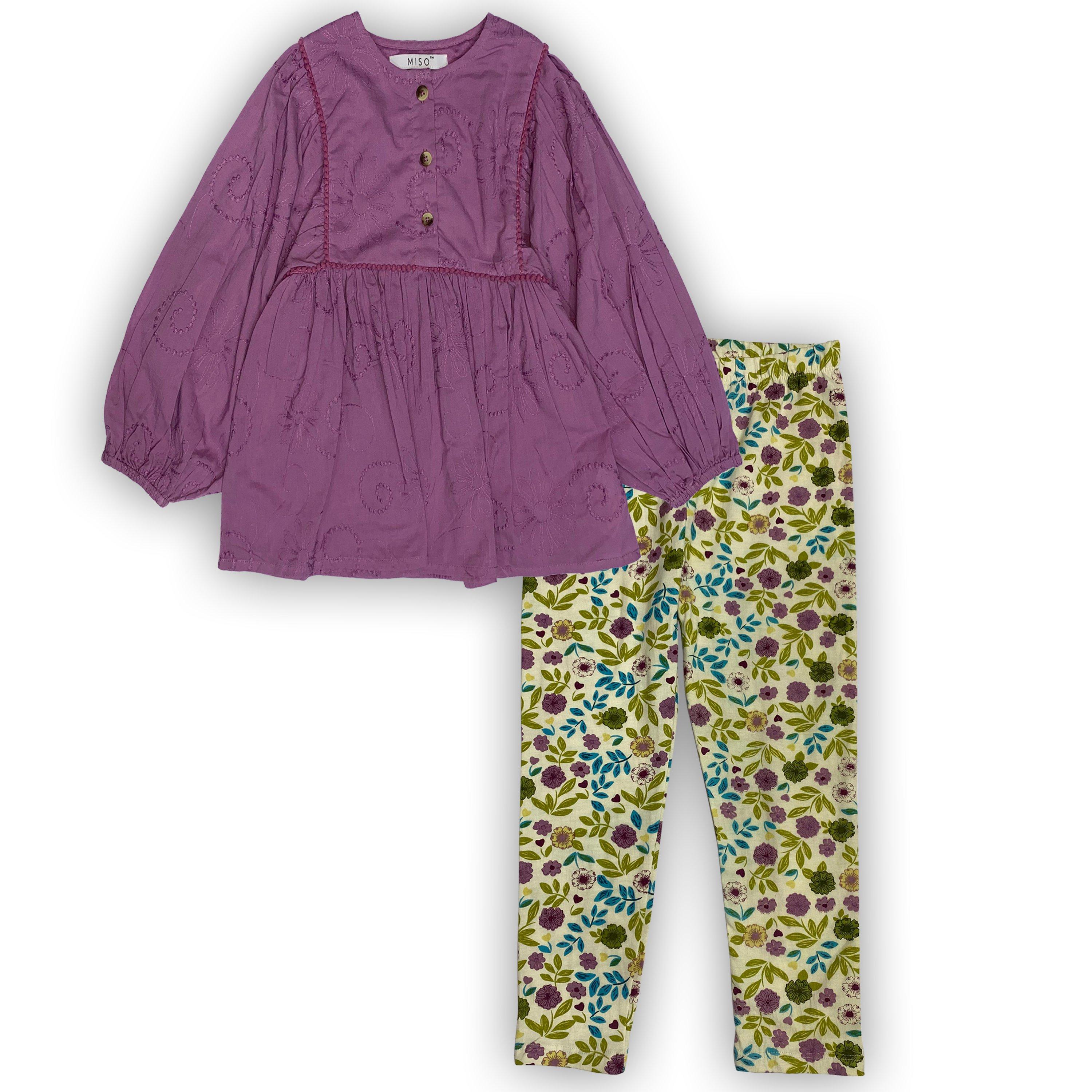 Viola/Multicolore - Miso - Tunic Top and Legging Set - 2