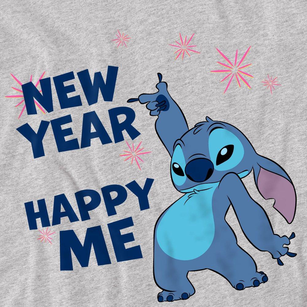 Grey - Disney - Lilo & Stitch New Year Happy Me Mens T-Shirt Grey - 2