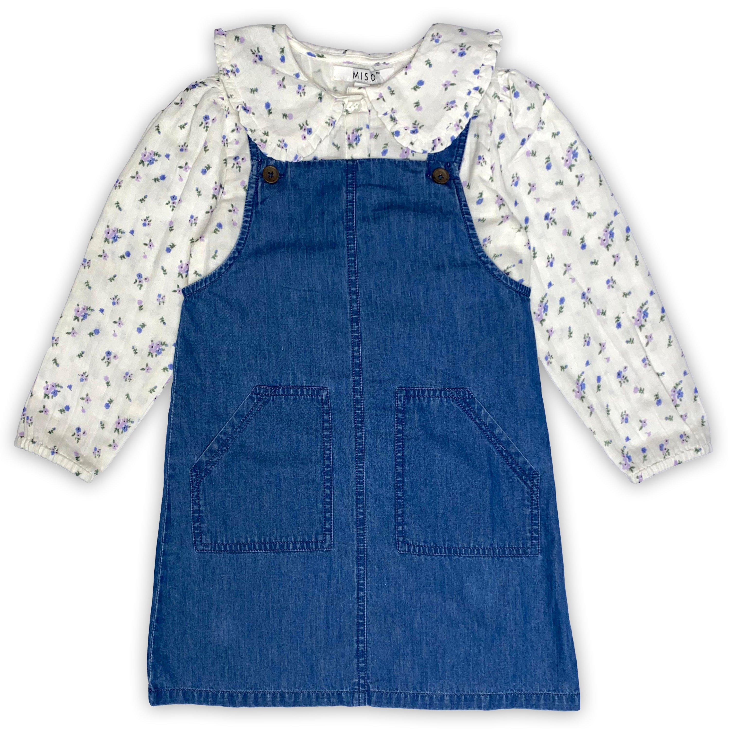 Miso  Kids' Pinafore Dress - Blue - 5-6