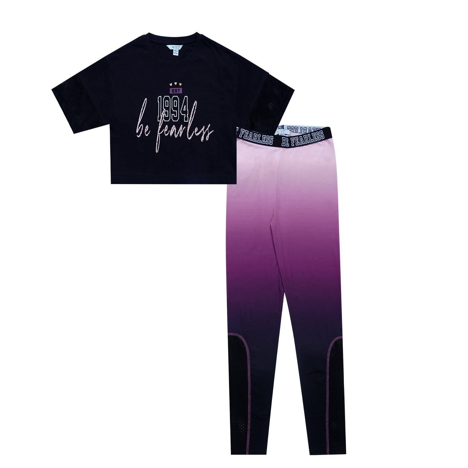 Pink/Black - Miso - Crop Top and Leggings Set Juniors - 1