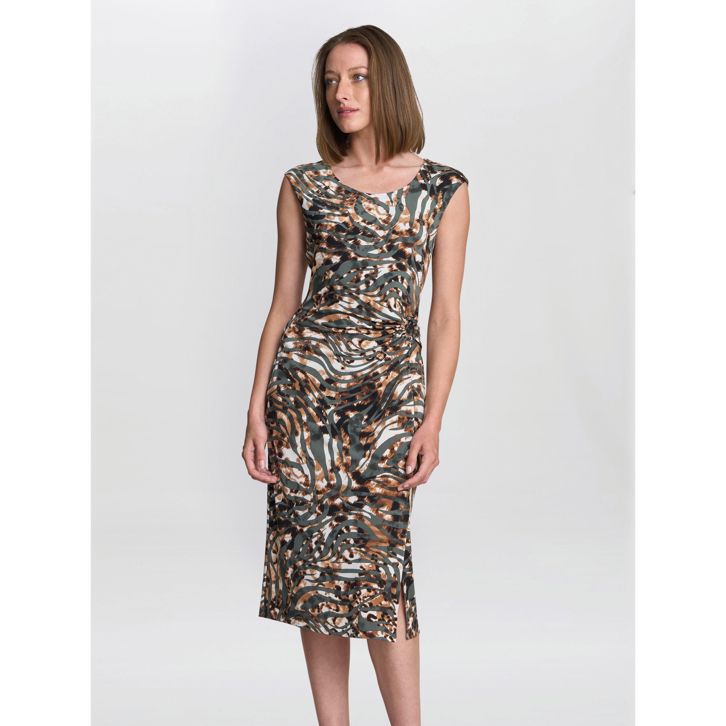 Olive - Gina Bacconi - Women's Mona Abstract Print Wrap Dress - 1