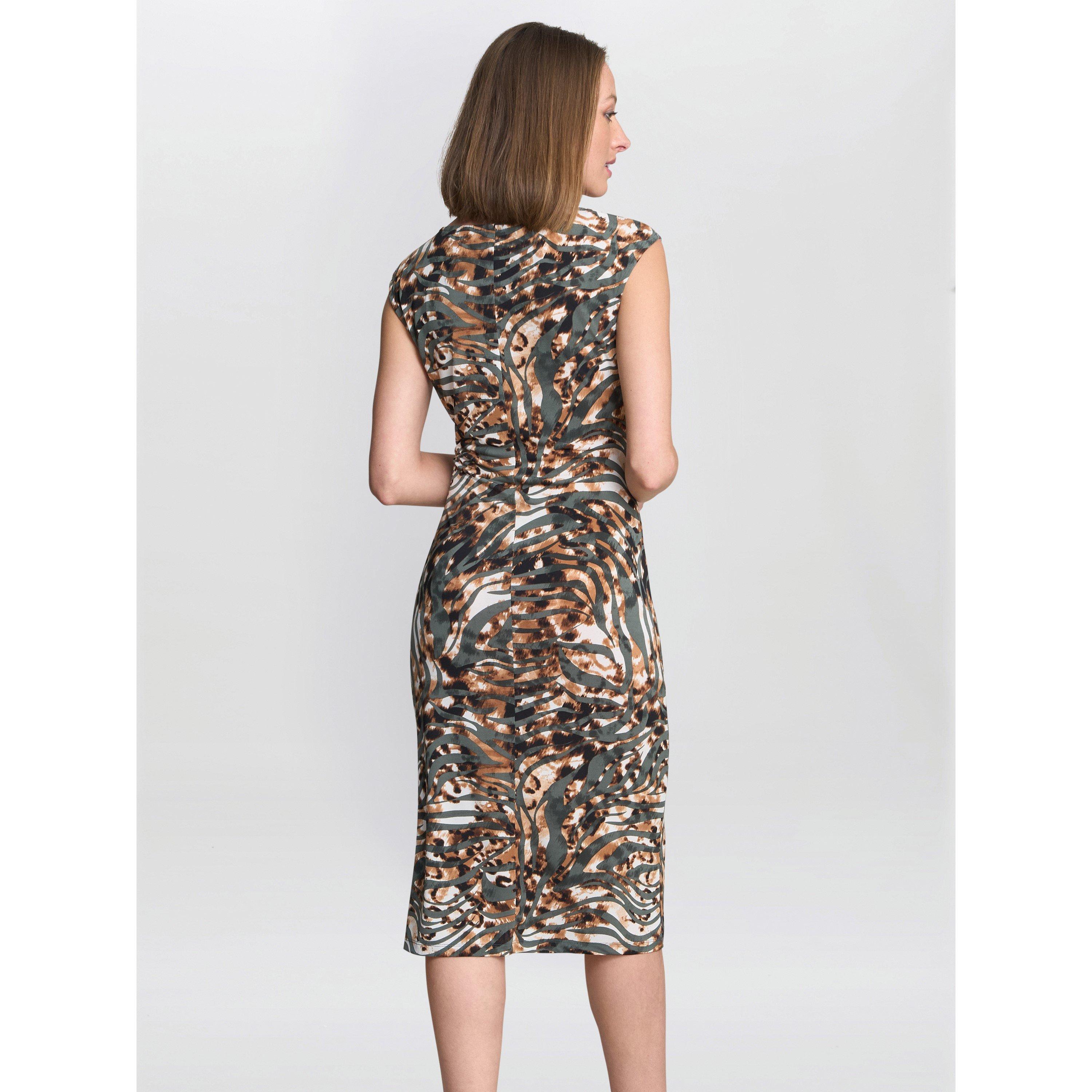 Olive - Gina Bacconi - Women's Mona Abstract Print Wrap Dress - 2