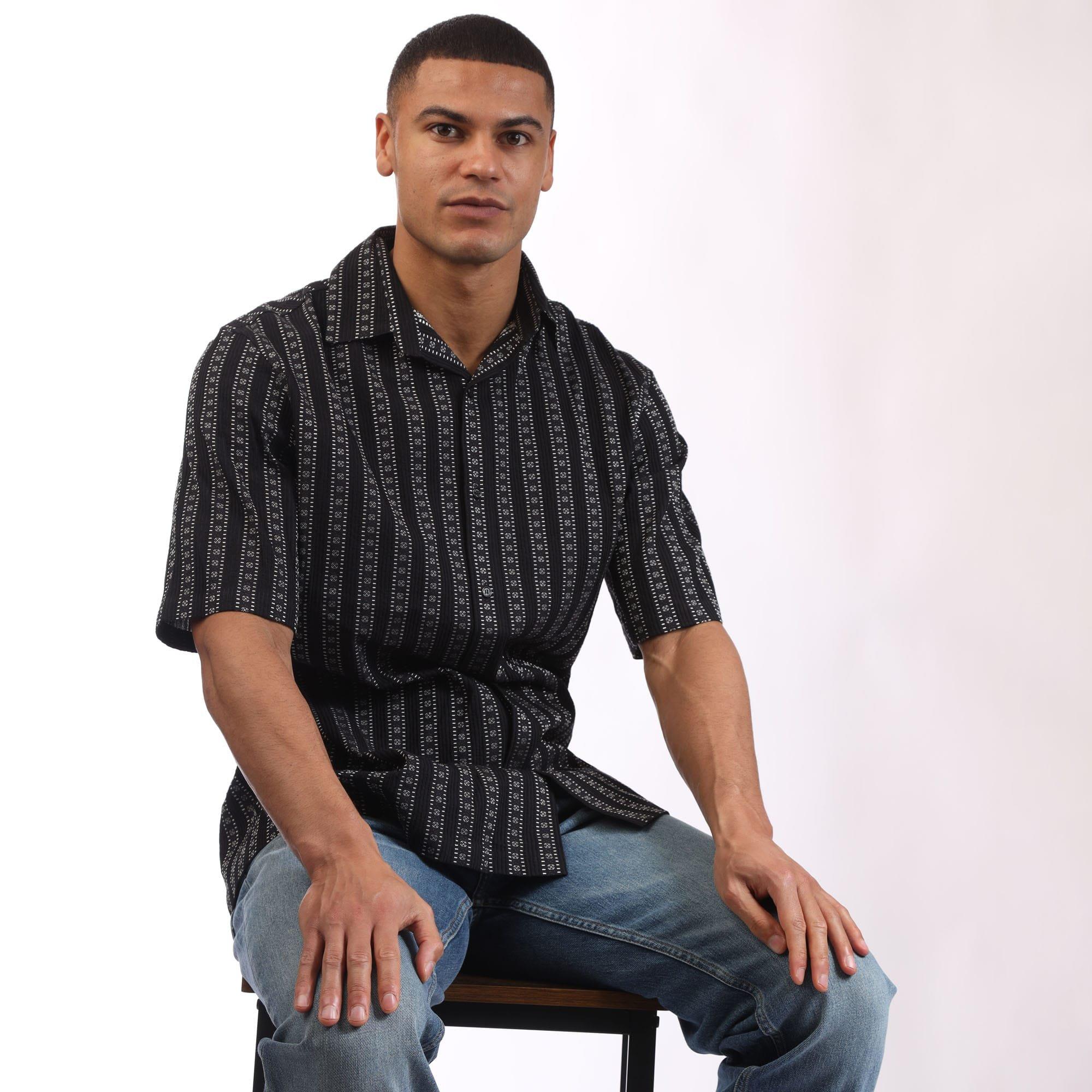 Black - Off White - Arrow Stripes Bowling Shirt - 4