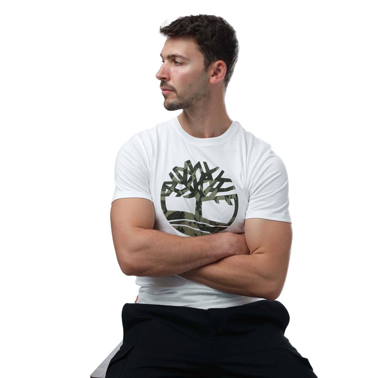 White - Timberland - Camo Tree Logo T-Shirt - 4