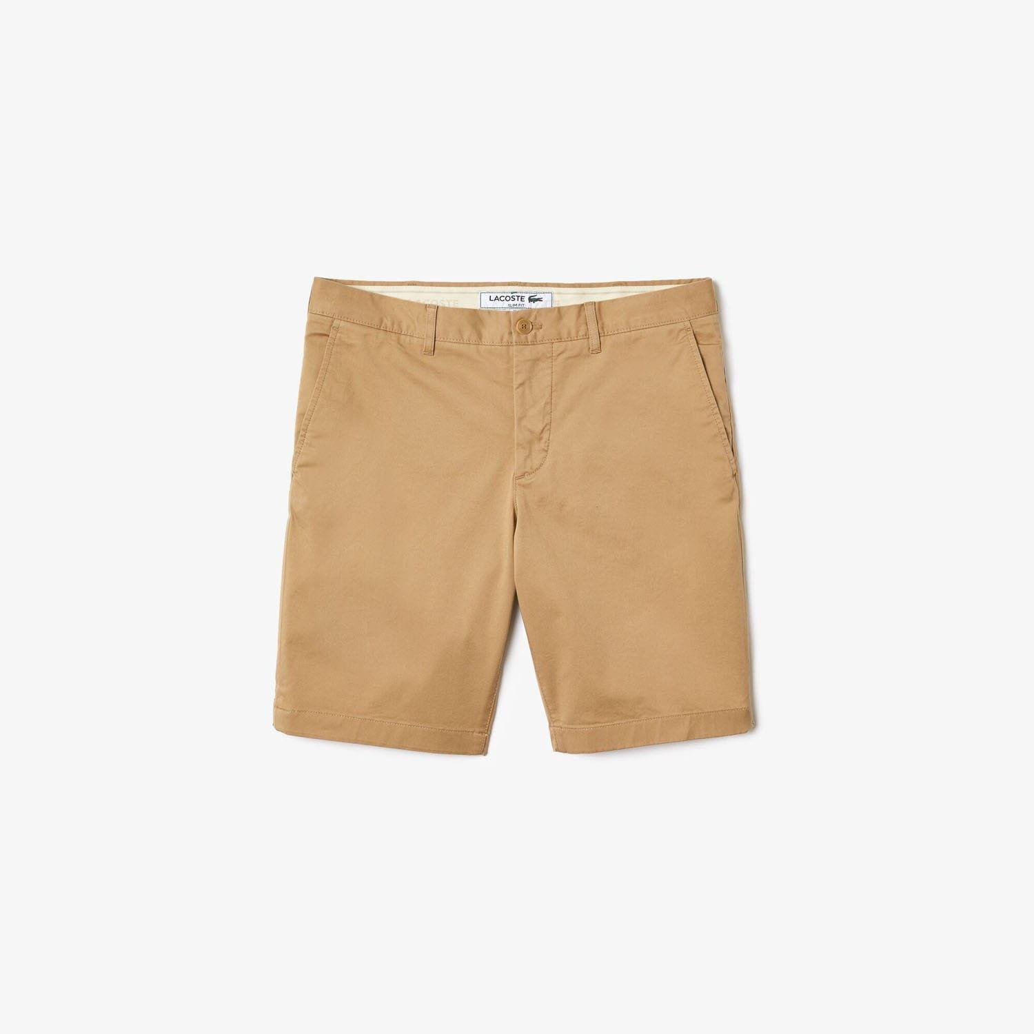 Beige - Lacoste - Slim Fit Stretch Cotton Shorts