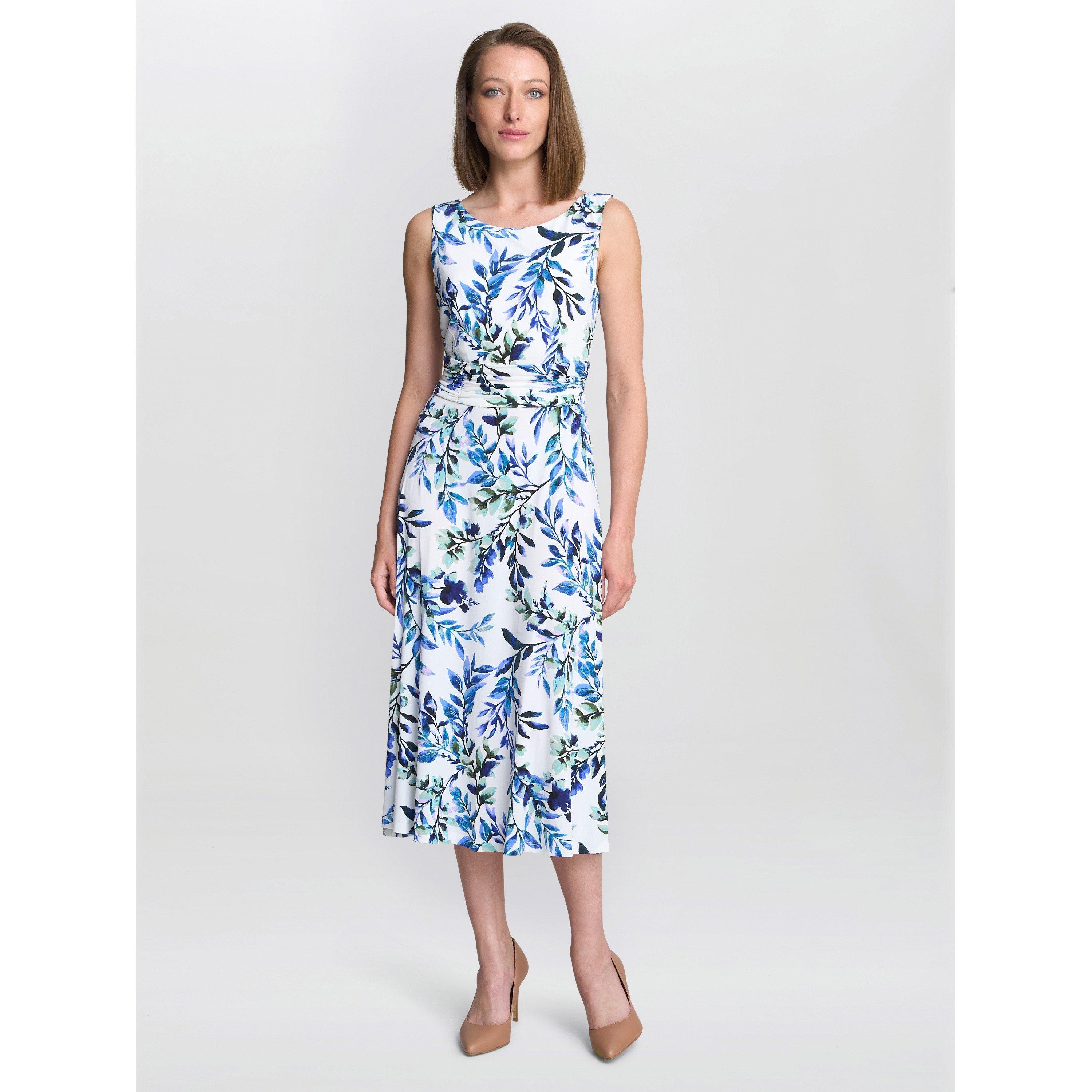 Ivory Blue - Gina Bacconi - GEORGE FLORAL PRINT MIDI DRESS - 1