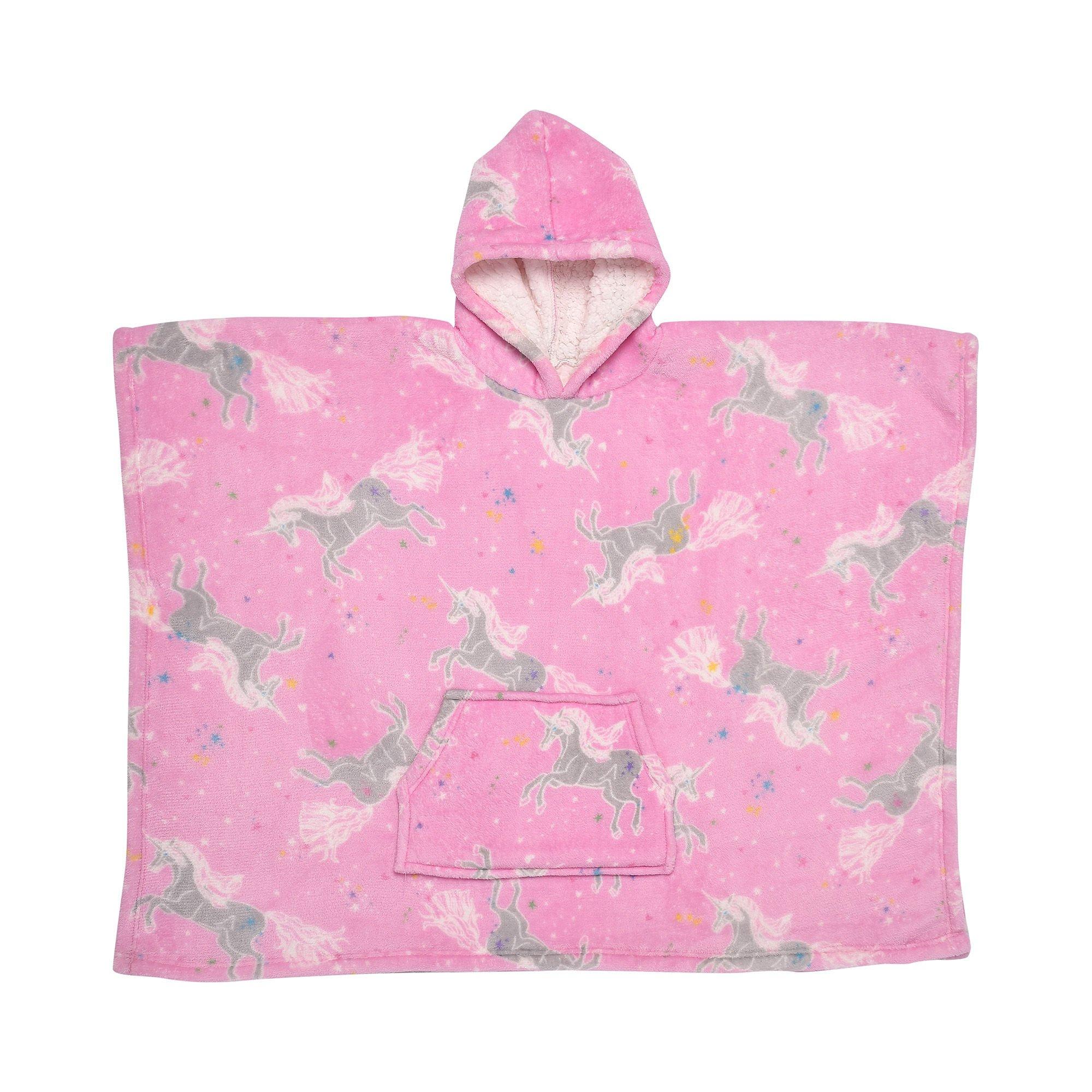 Unicorn Pink - Bedlam - Kids Wearable Snuggle Throw Fleece Poncho - 4