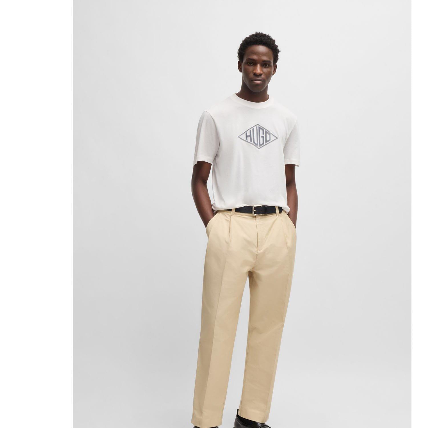 Natural - Hugo - Dalendi Geometric Logo T-Shirt - 4