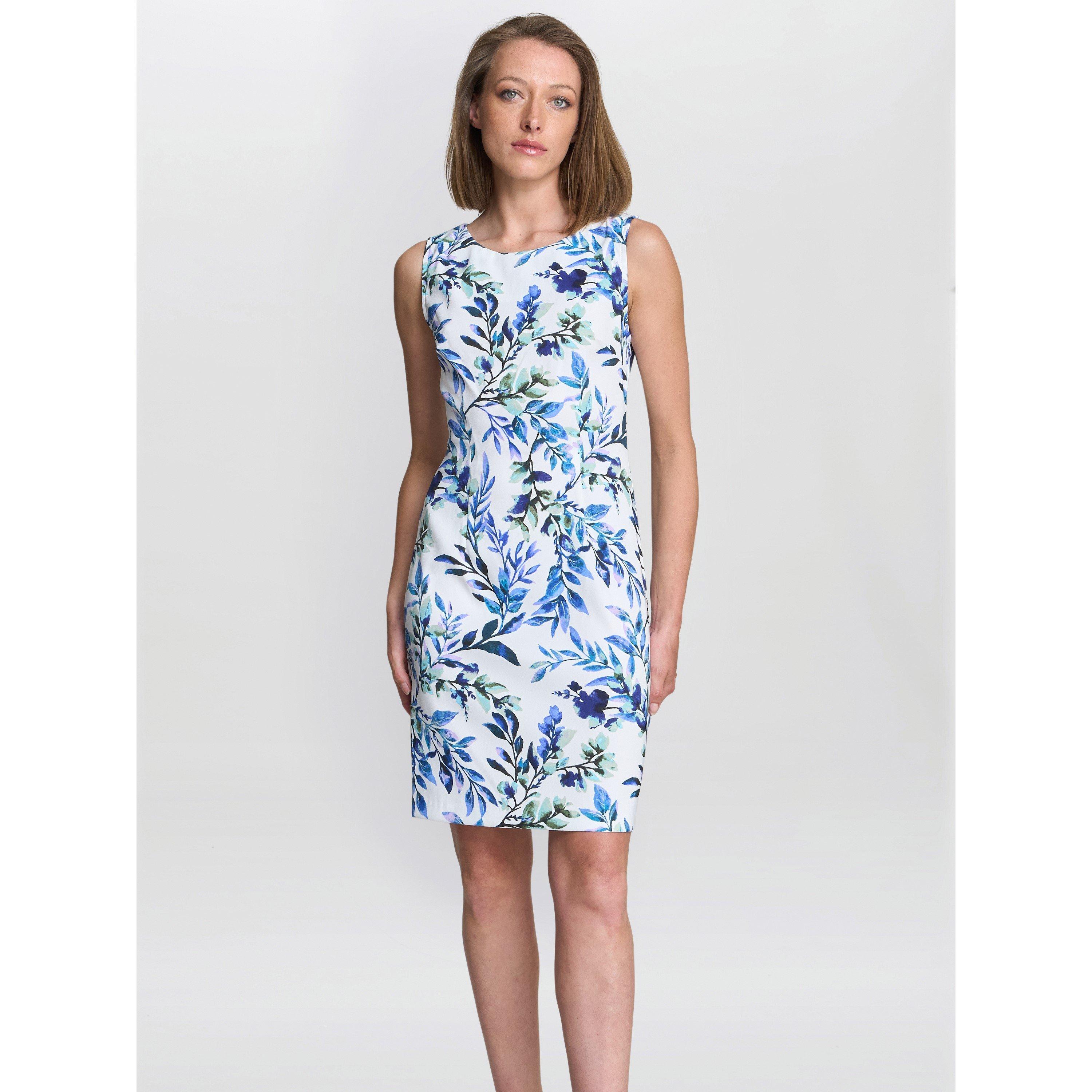 Gina Bacconi Women's Gretel Floral Shift Shirt Dress - Ivory Blue - 18