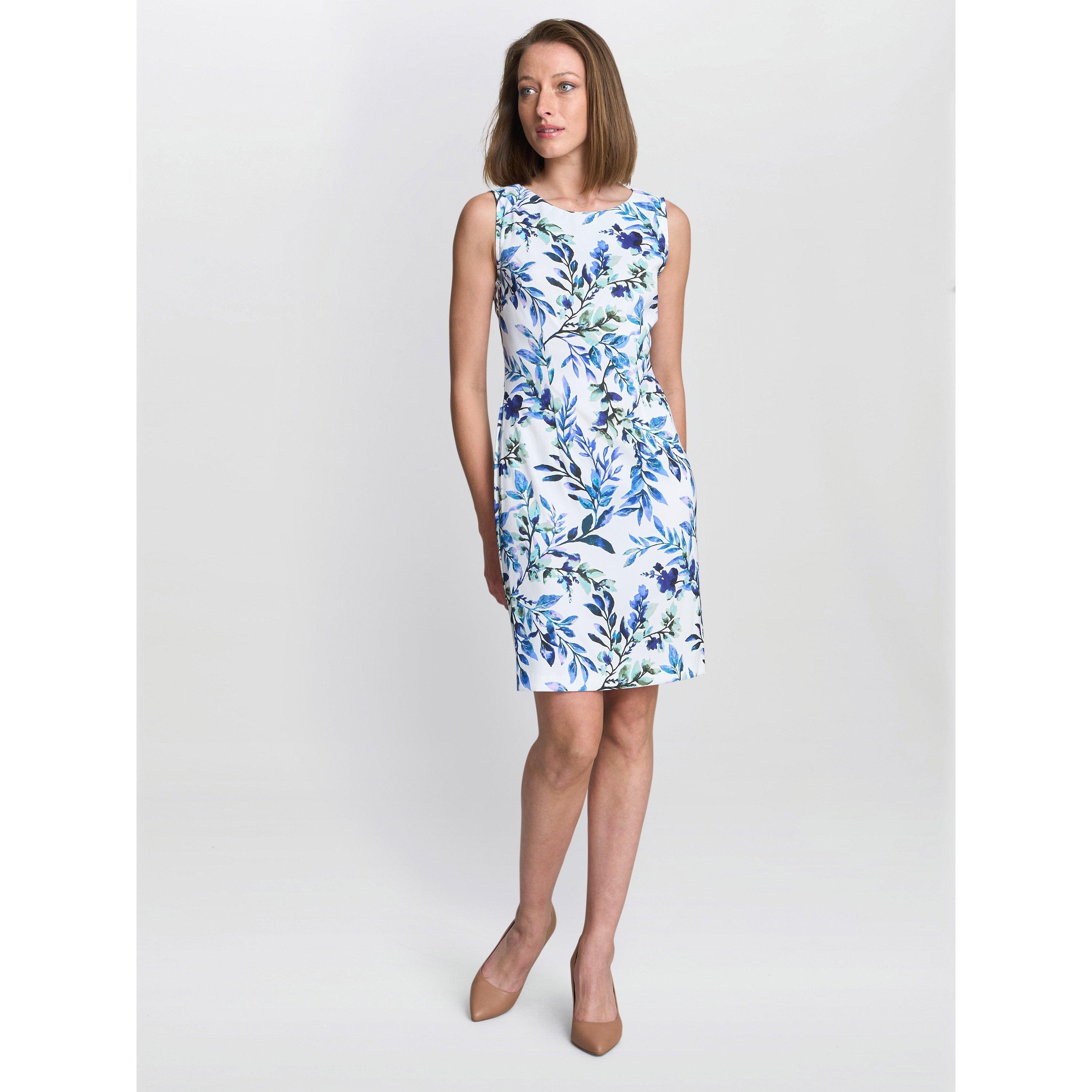 Ivory Blue - Gina Bacconi - Women's GRETEL Floral Shift Shirt Dress - 3
