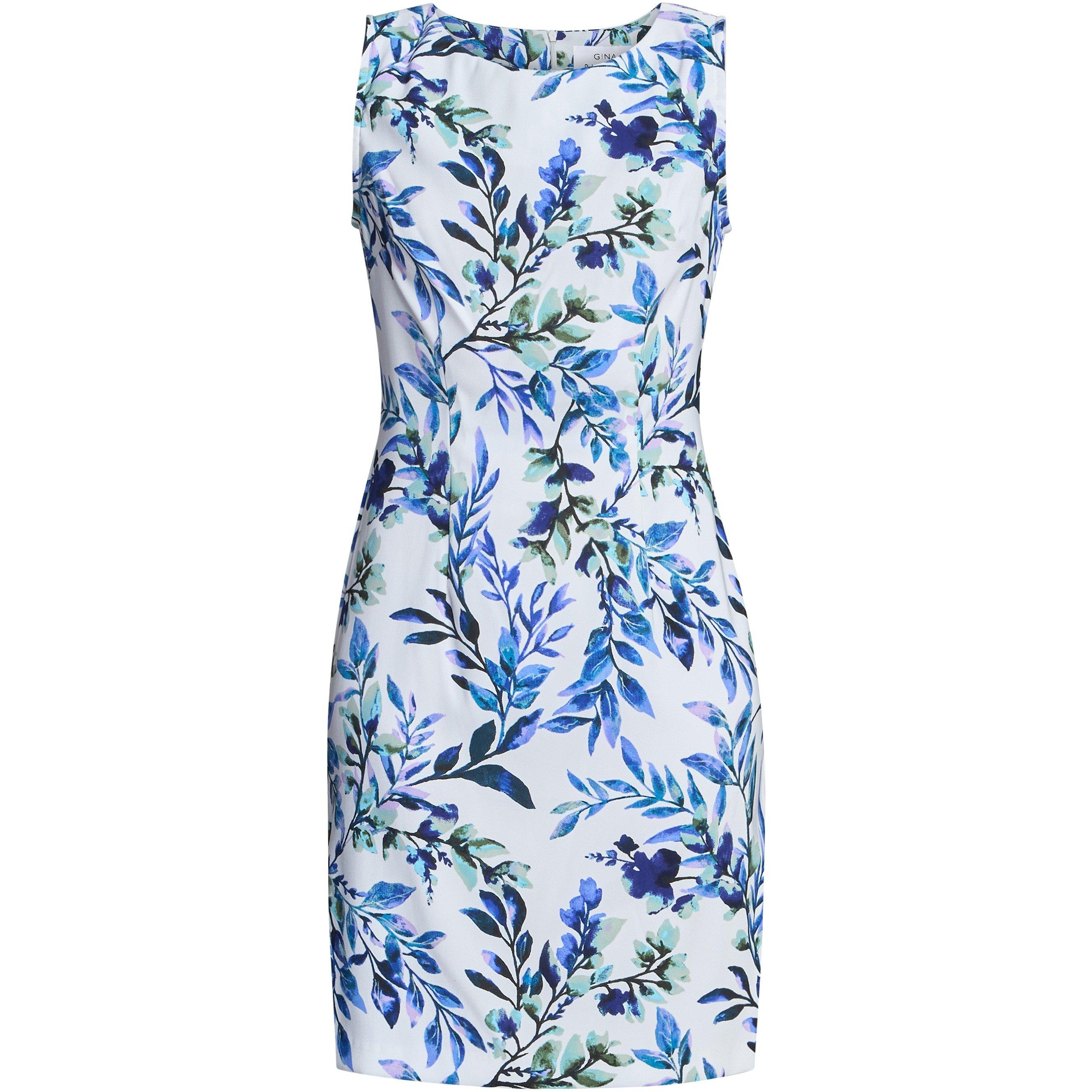 Ivory Blue - Gina Bacconi - Women's GRETEL Floral Shift Shirt Dress - 4