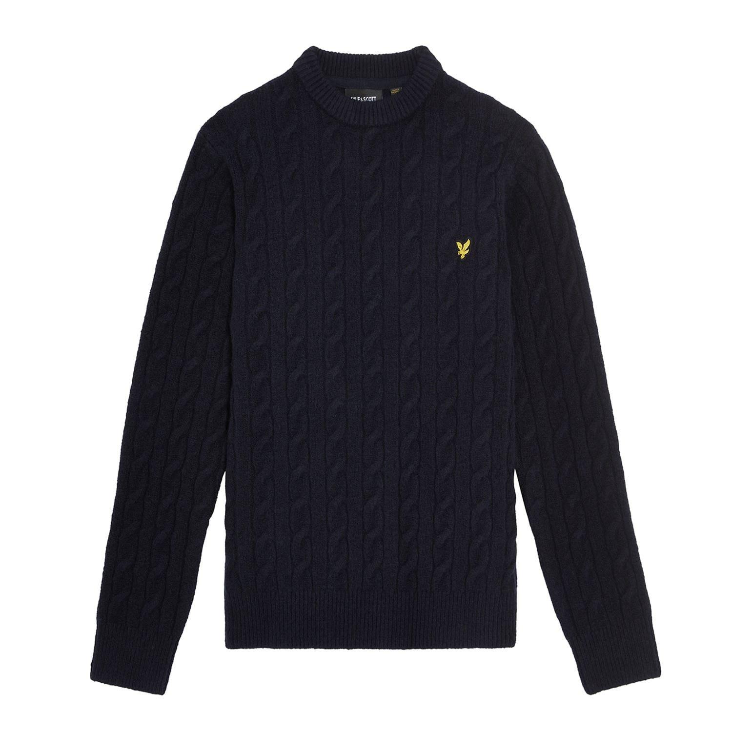 Navy - Lyle and Scott - Cable Crewneck Sweatshirt - 1