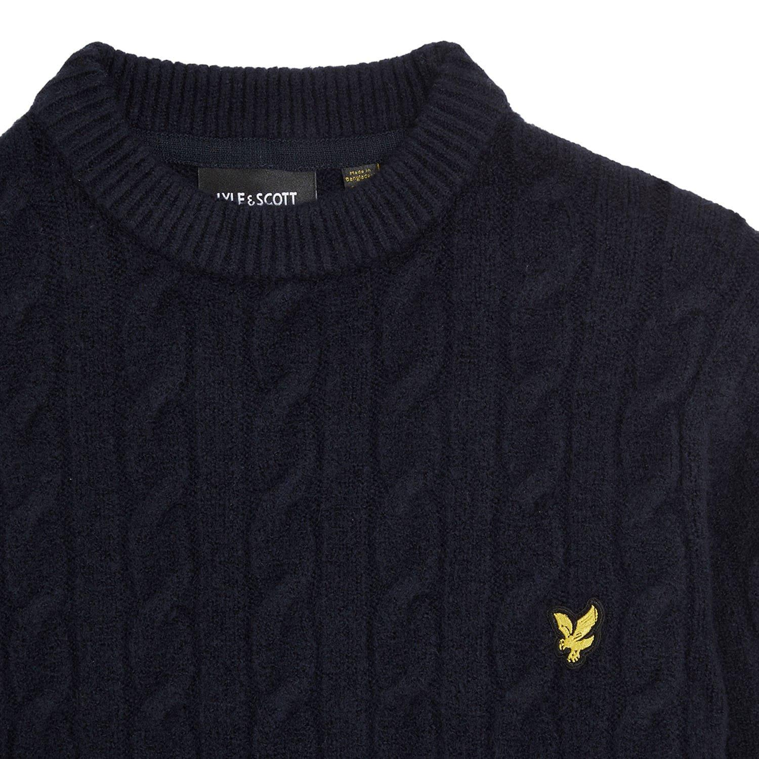 Navy - Lyle and Scott - Cable Crewneck Sweatshirt - 2