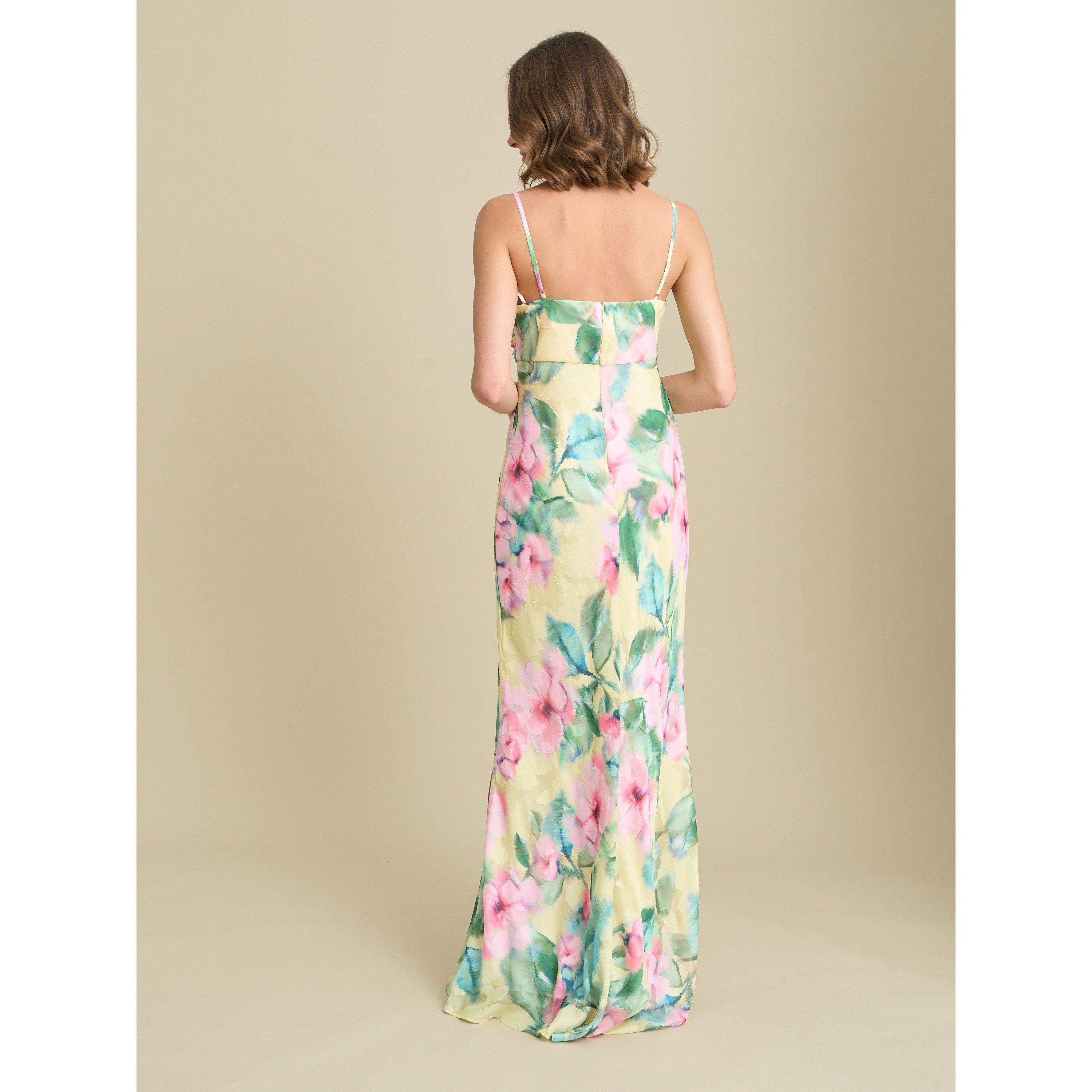 Yellow - Gina Bacconi - Marge Burnout Print Maxi Dress - 6