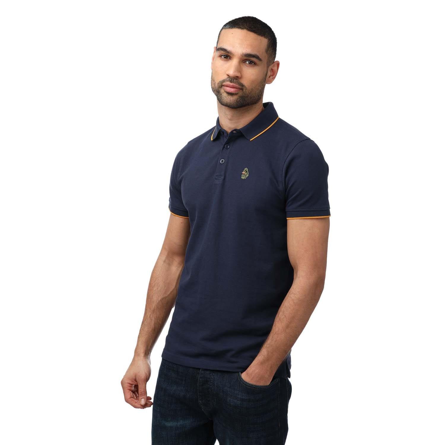 Navy - Luke 1977 - Ricky Gold Tipped Polo Shirt - 1