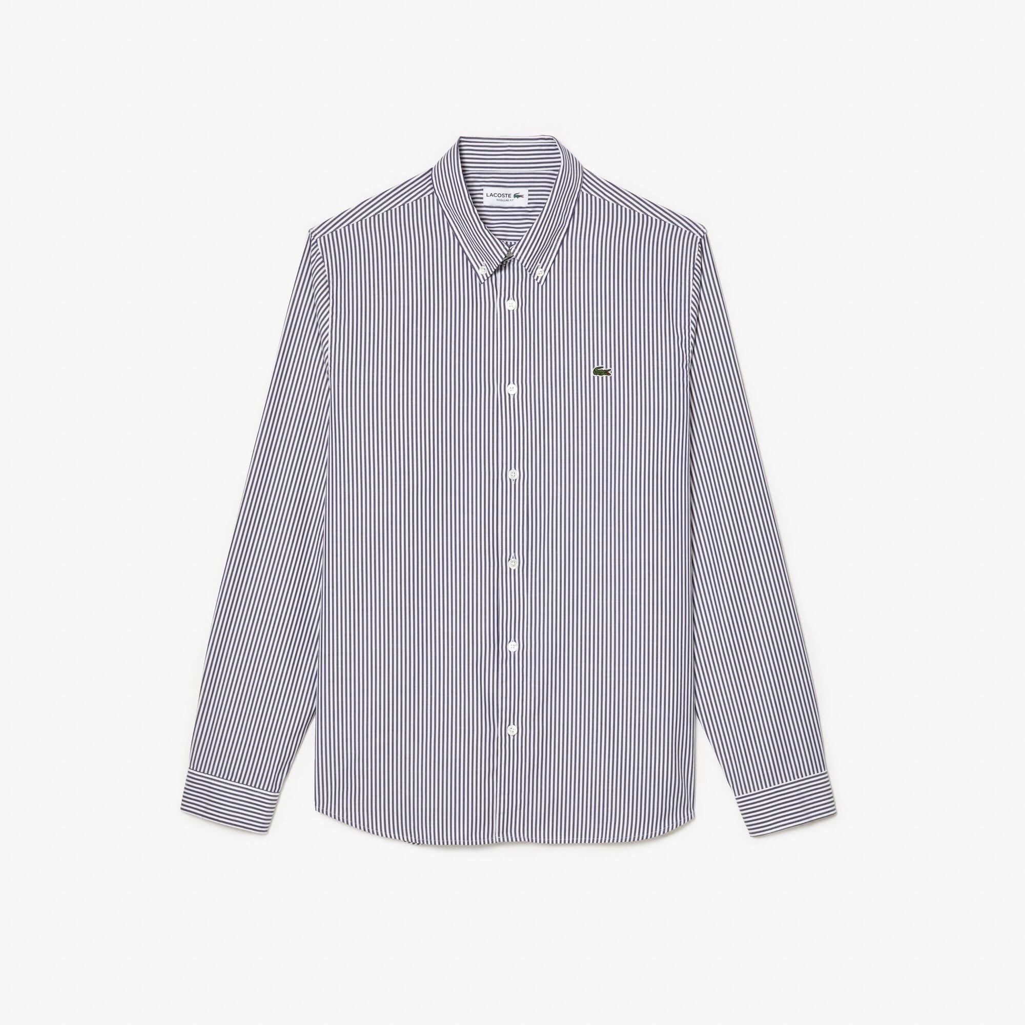 White Navy - Lacoste - Regular-Fit Striped Cotton Shirt - 1