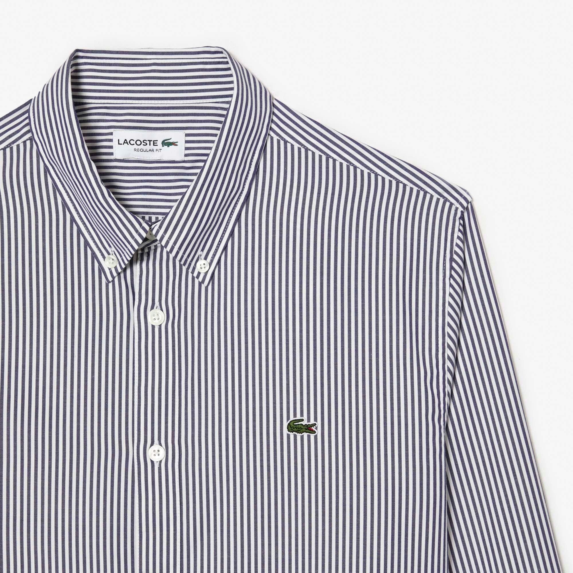 White Navy - Lacoste - Regular-Fit Striped Cotton Shirt - 3