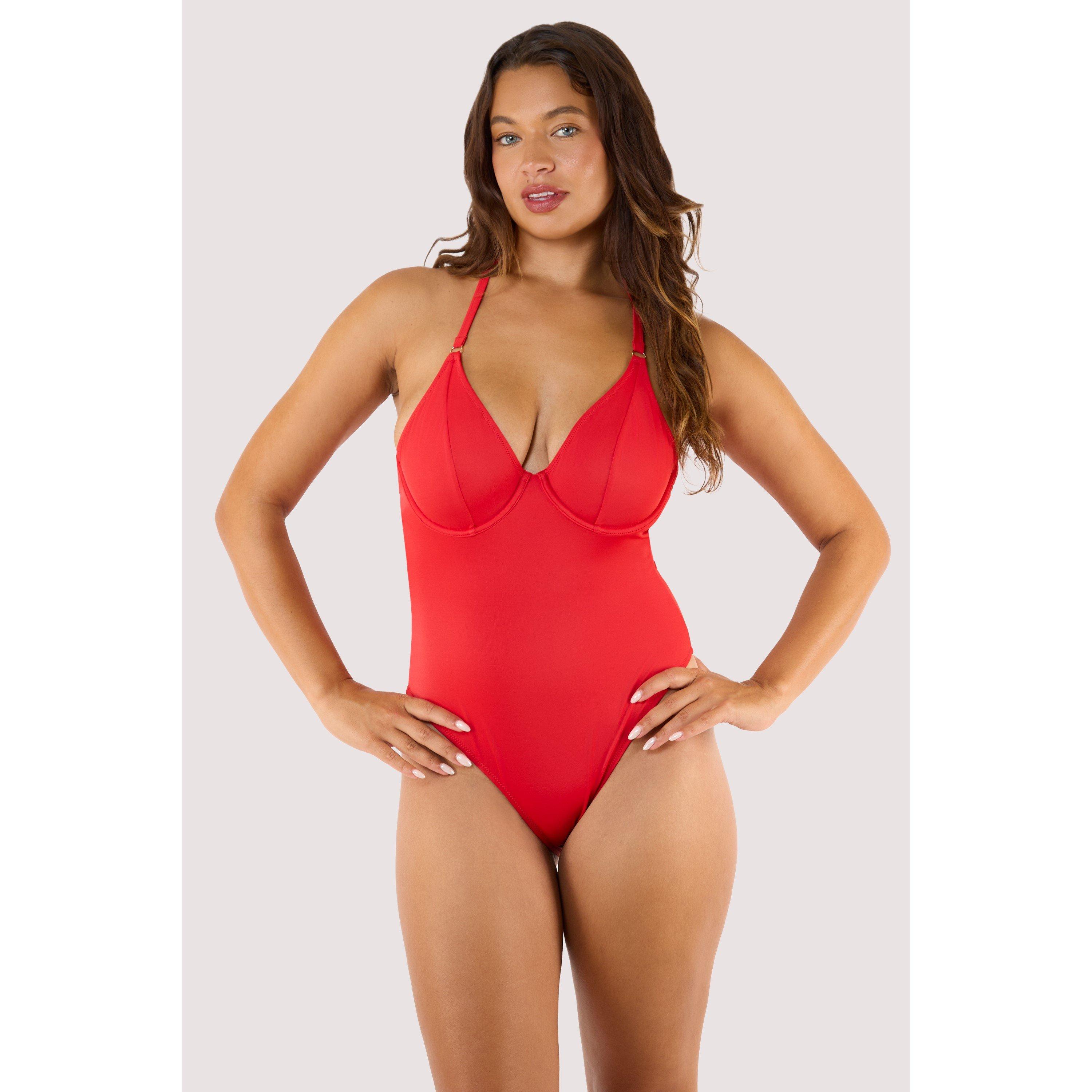 Paloma Red - Wolf and Whistle - Paloma Red Underwired Halterneck Swimsuit - 1