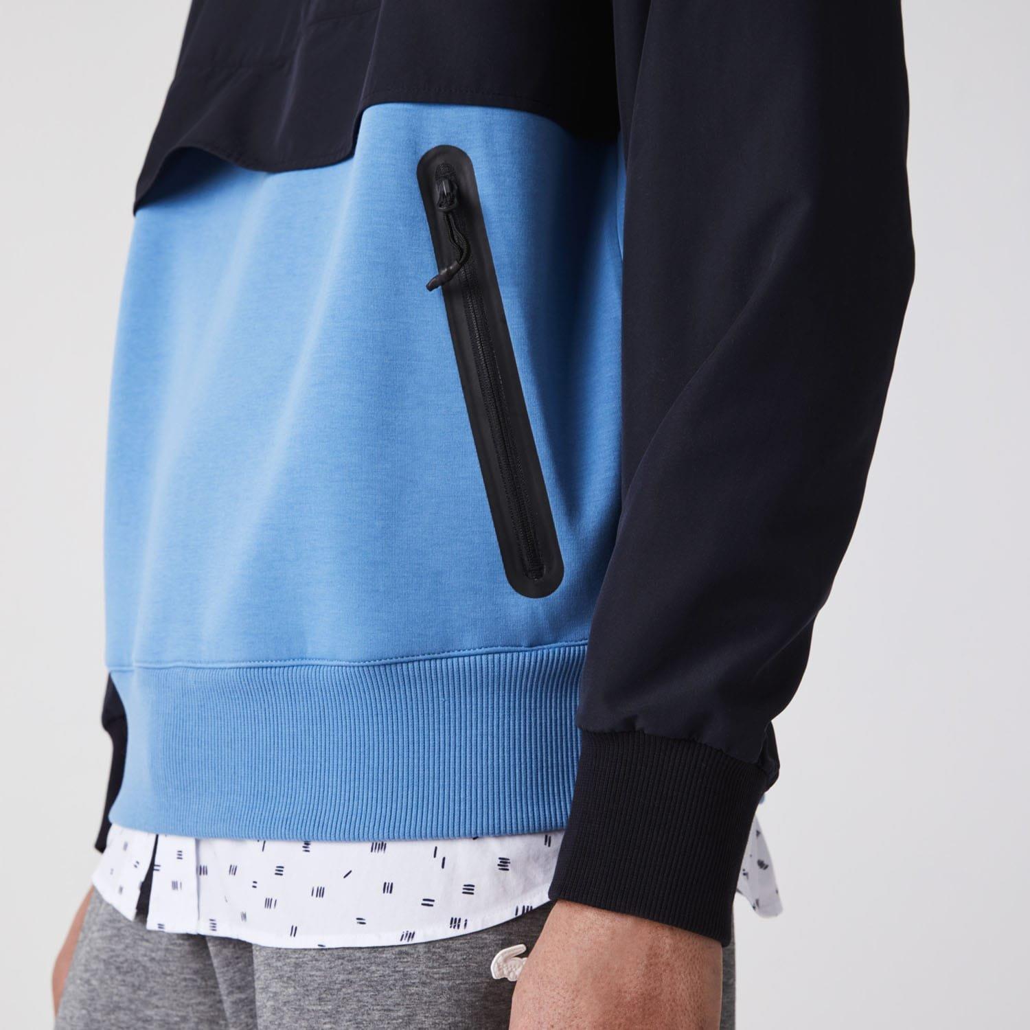 Navy - Lacoste - Two-Material Pullover Jacket - 5