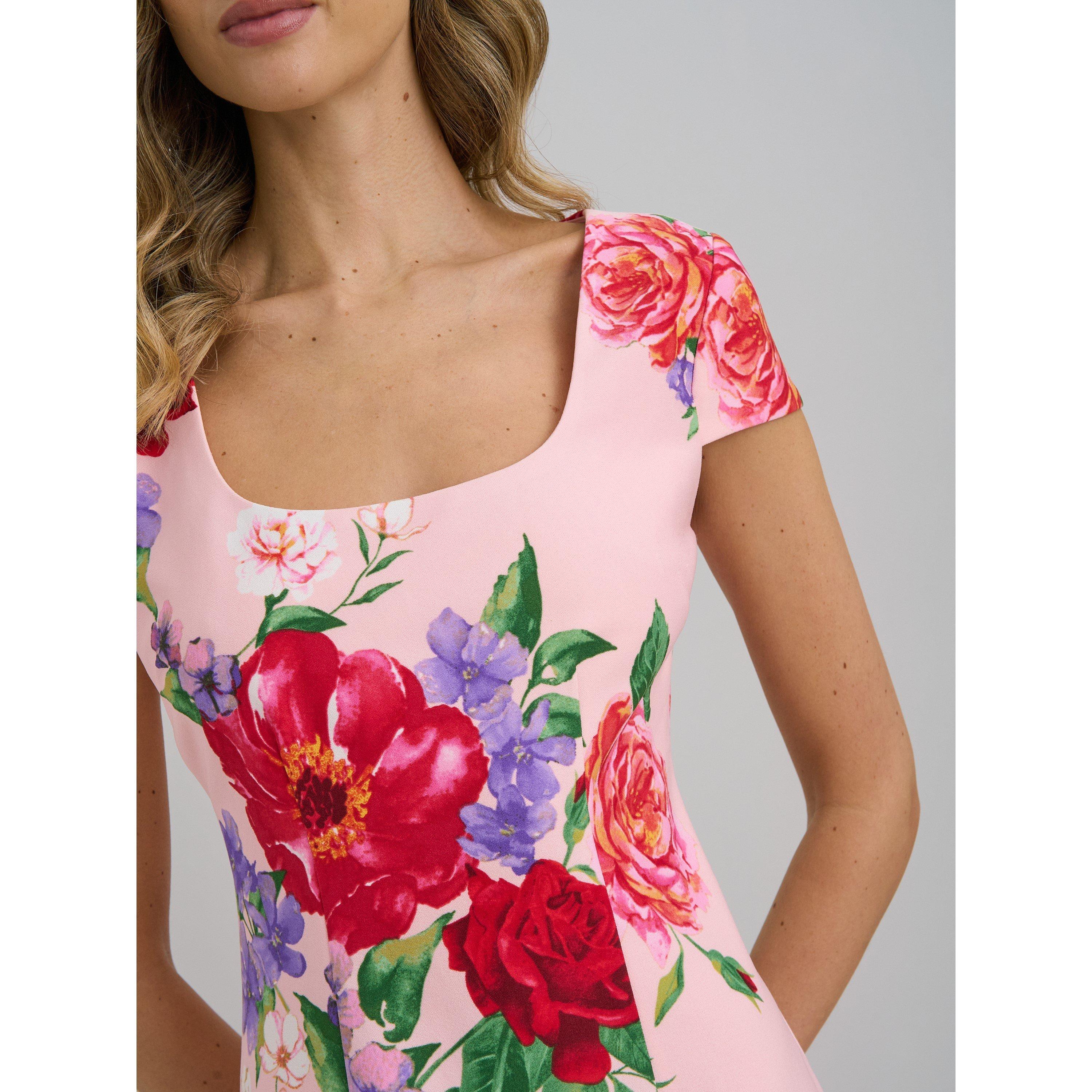Pink - Gina Bacconi - Rayna Floral Sheath Dress - 4