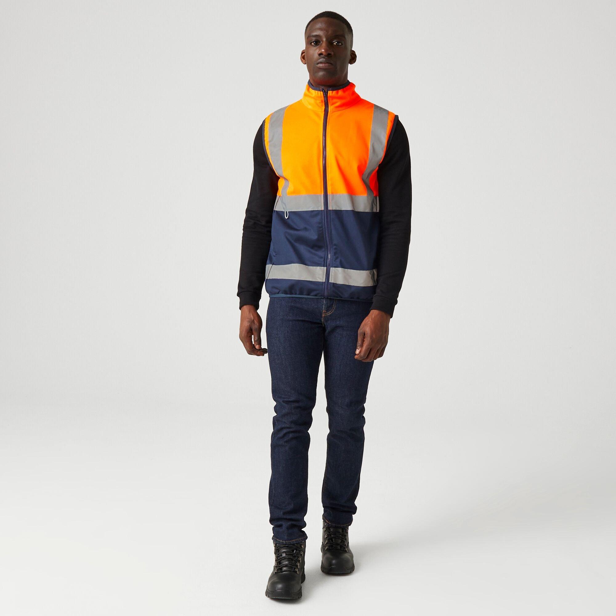 Orange/Navy - Regatta - Mens Pro HI-VIS Full Zip Gilet - 3