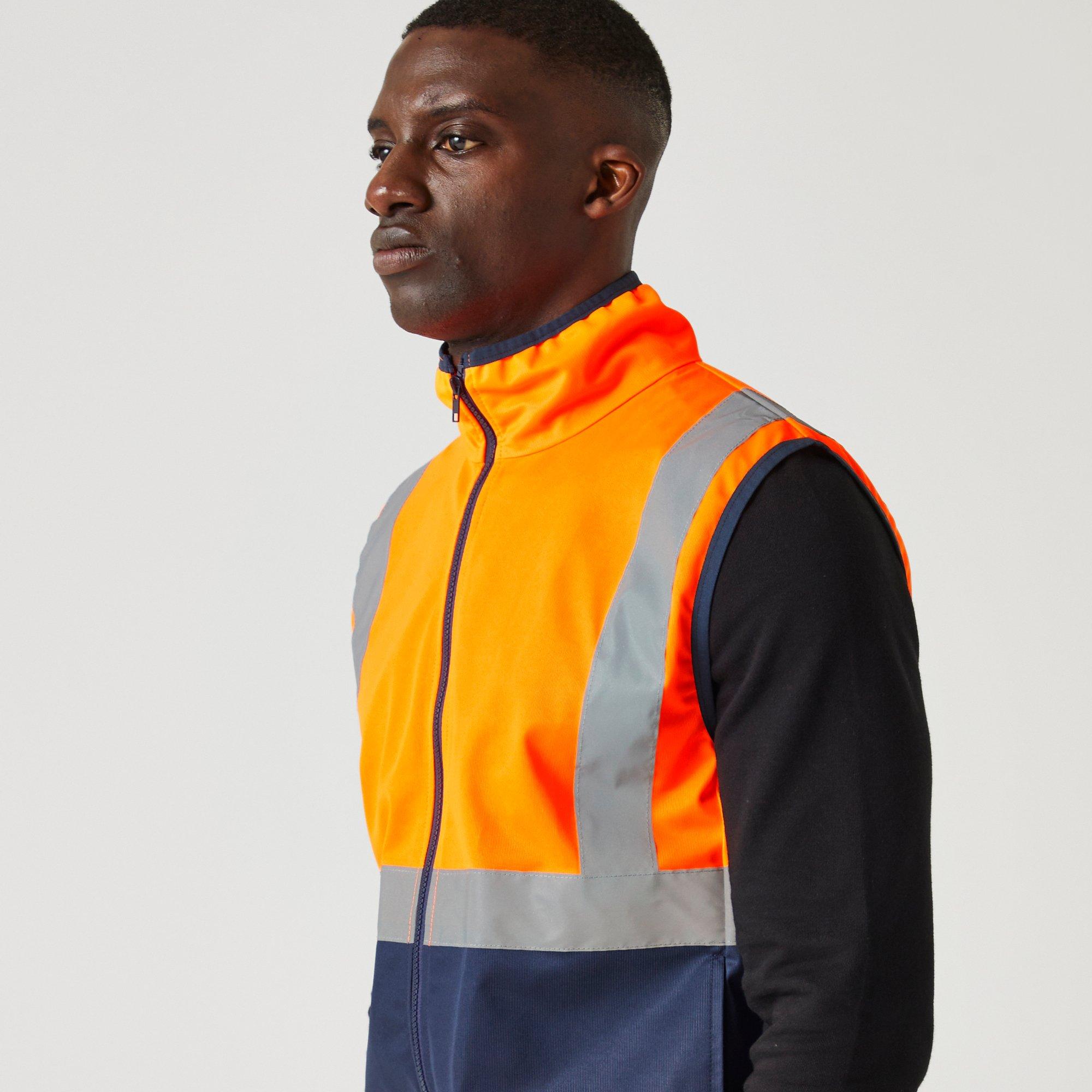 Orange/Navy - Regatta - Mens Pro HI-VIS Full Zip Gilet - 6