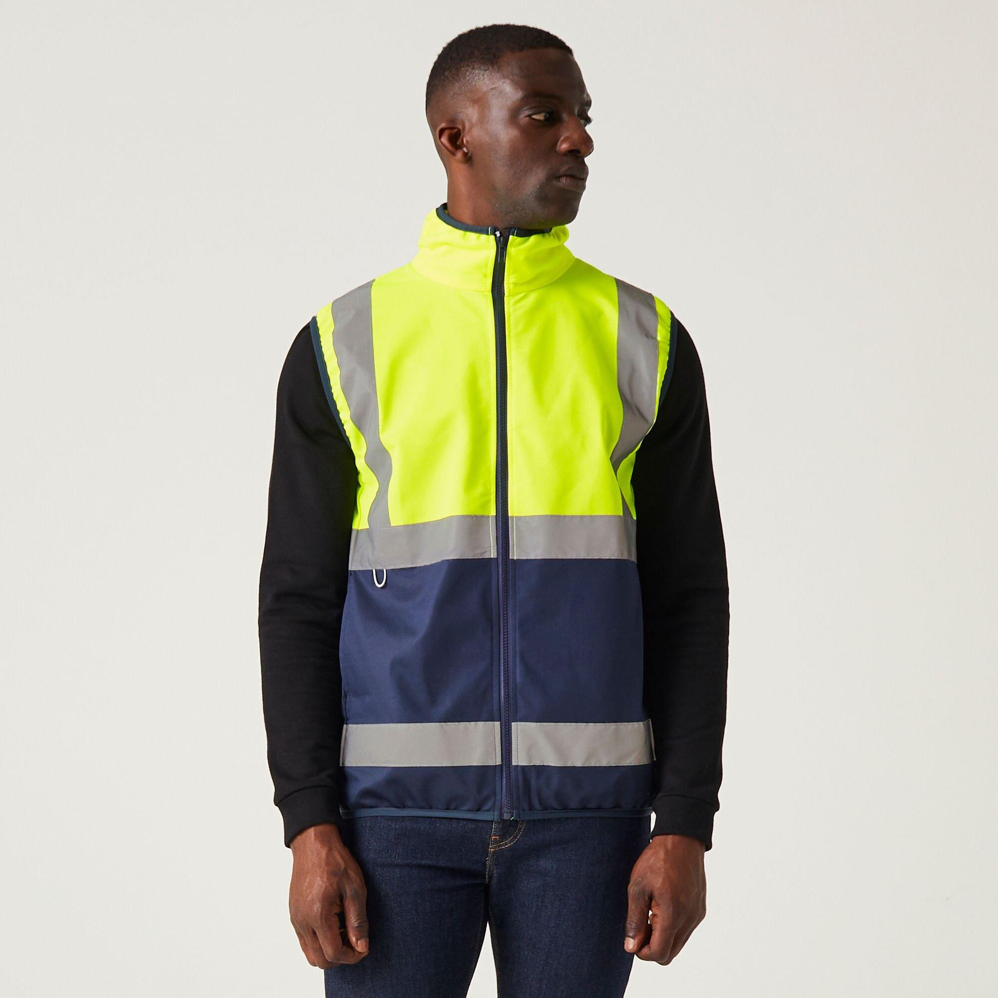 Regatta Men's Pro Hi-Vis Full Zip Gilet - Yellow/Navy - 3XL