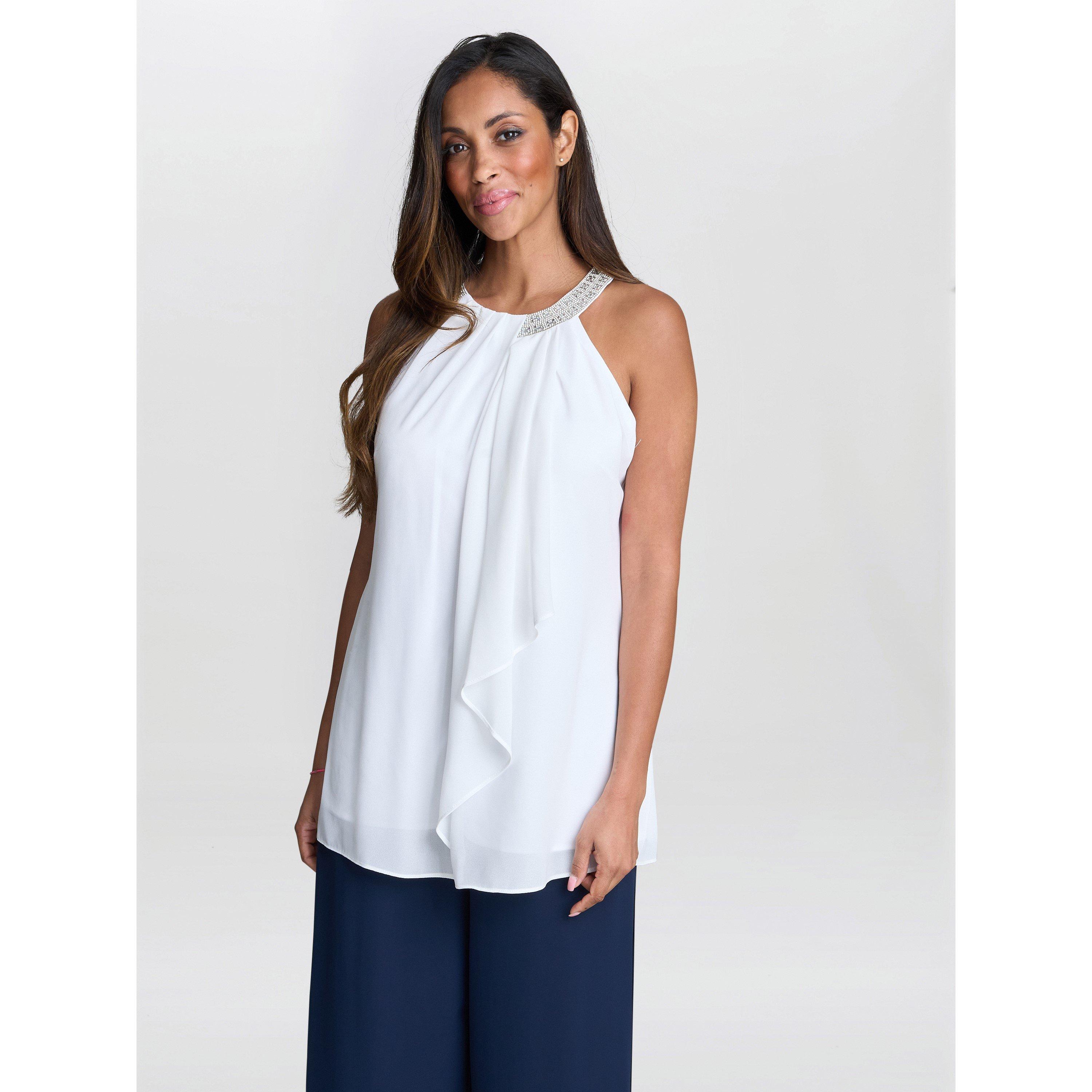 ELLE HALTER TOP WITH BEADED NECK