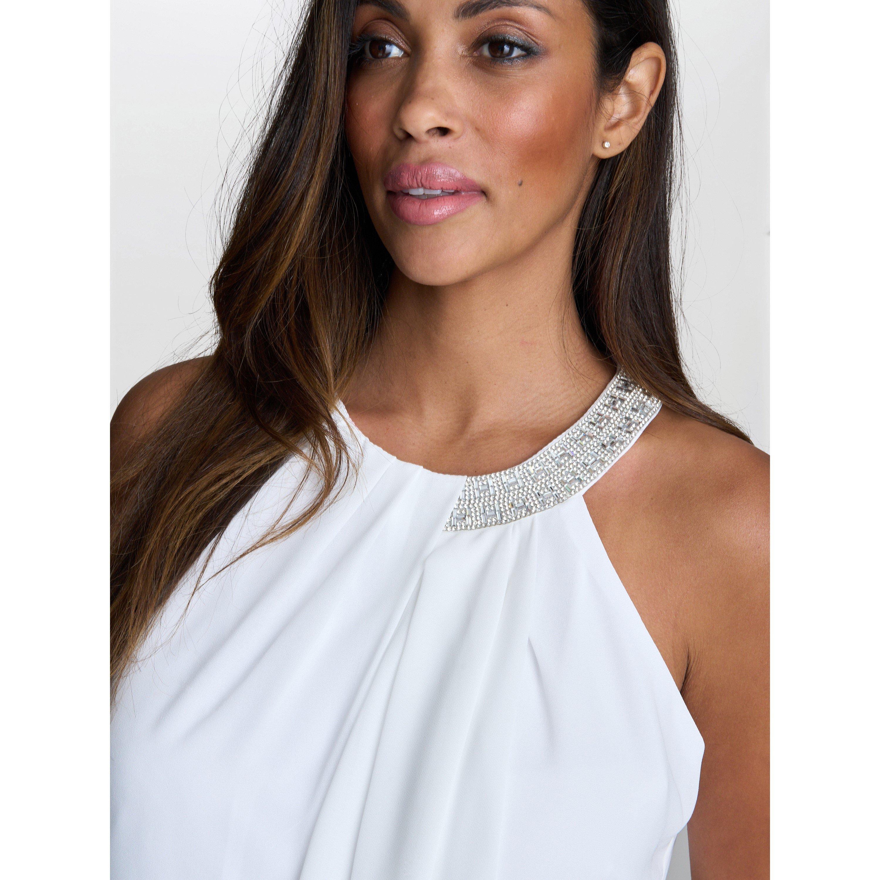 Ivory - Gina Bacconi - ELLE HALTER TOP WITH BEADED NECK - 5